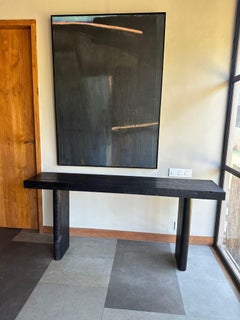 Solid Mango Wood Console Table Burnt Finish Modern Organic
