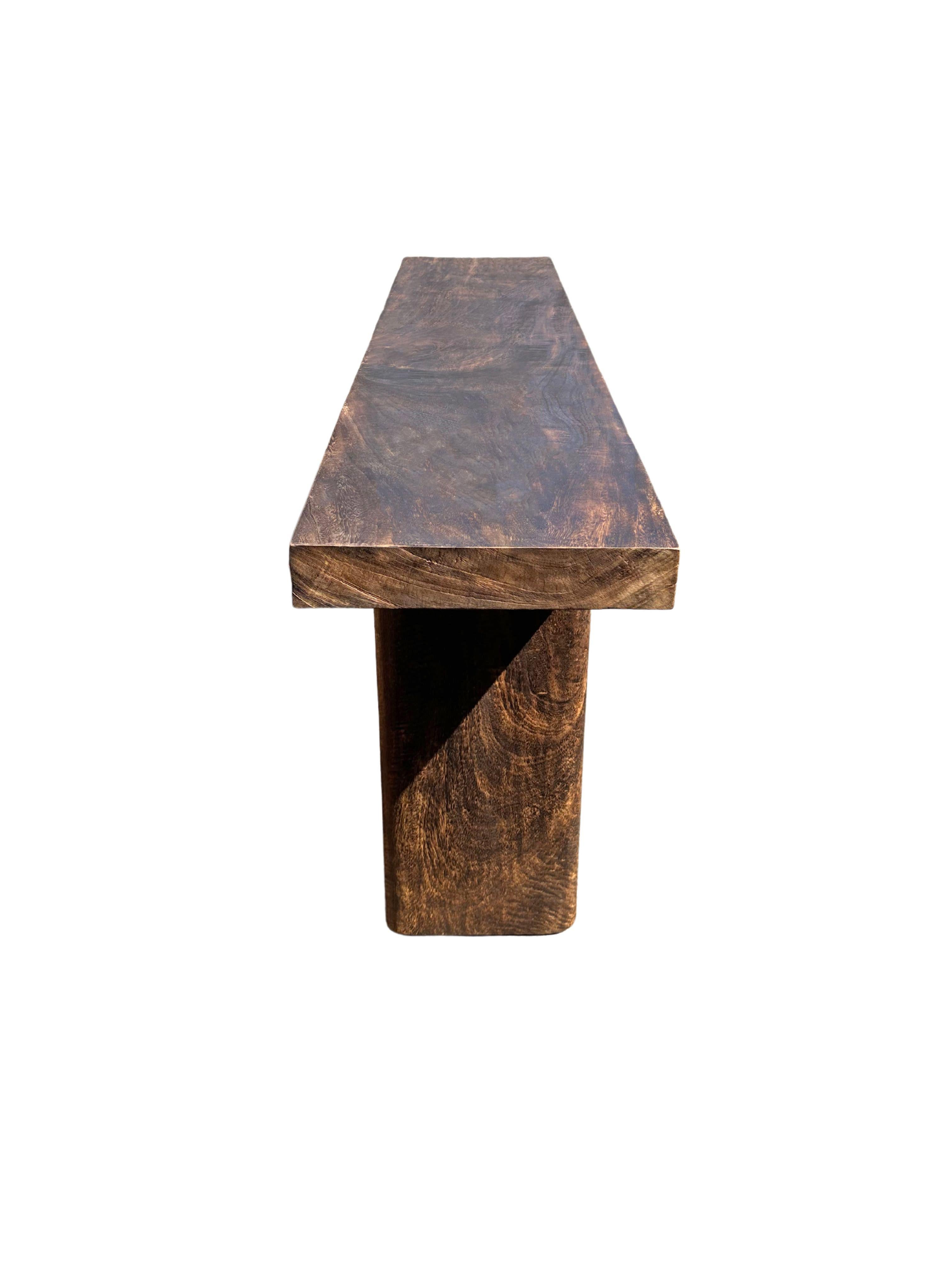 Other Solid Mango Wood Console Table Modern Organic For Sale