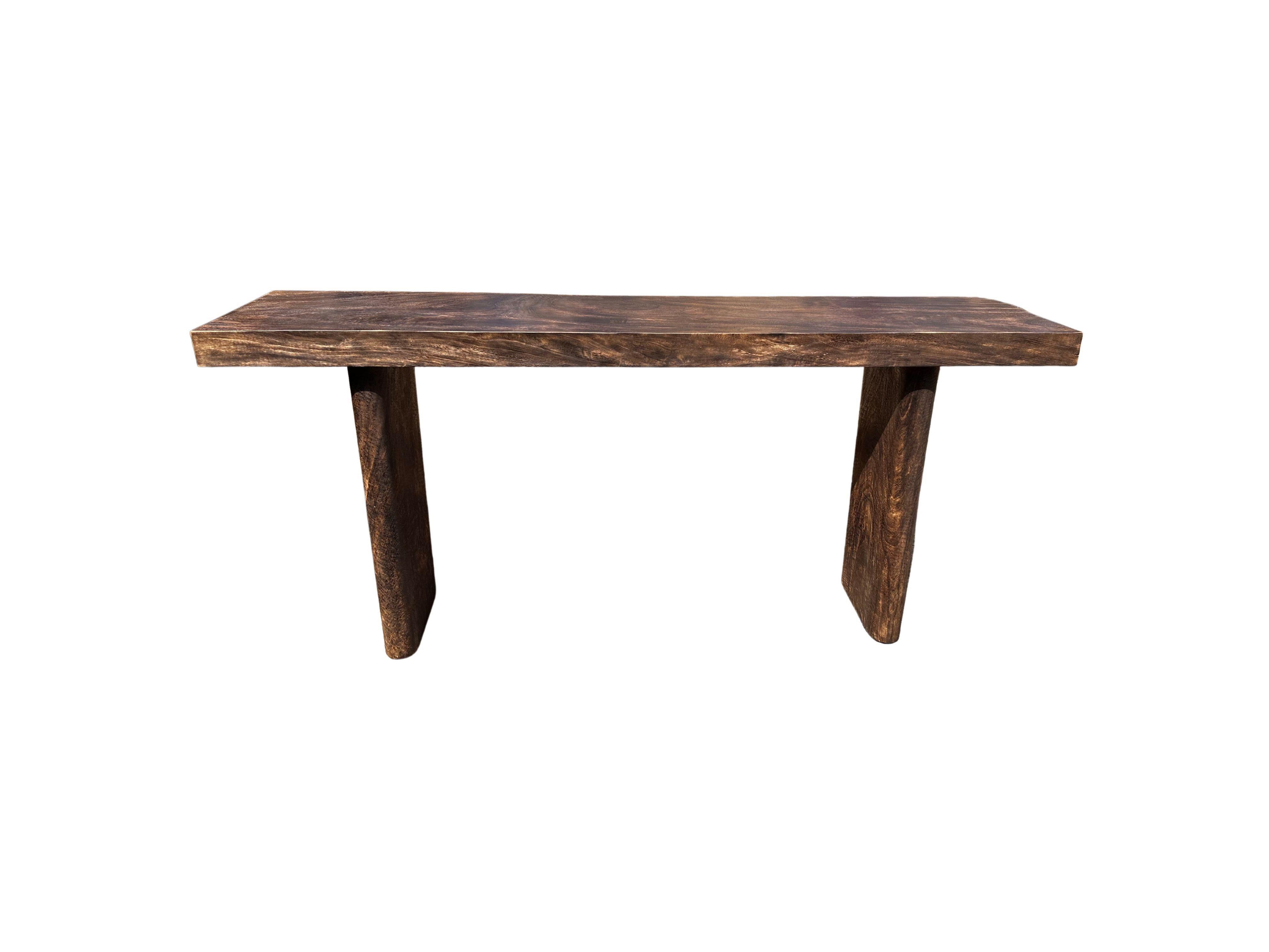 Indonesian Solid Mango Wood Console Table Modern Organic For Sale