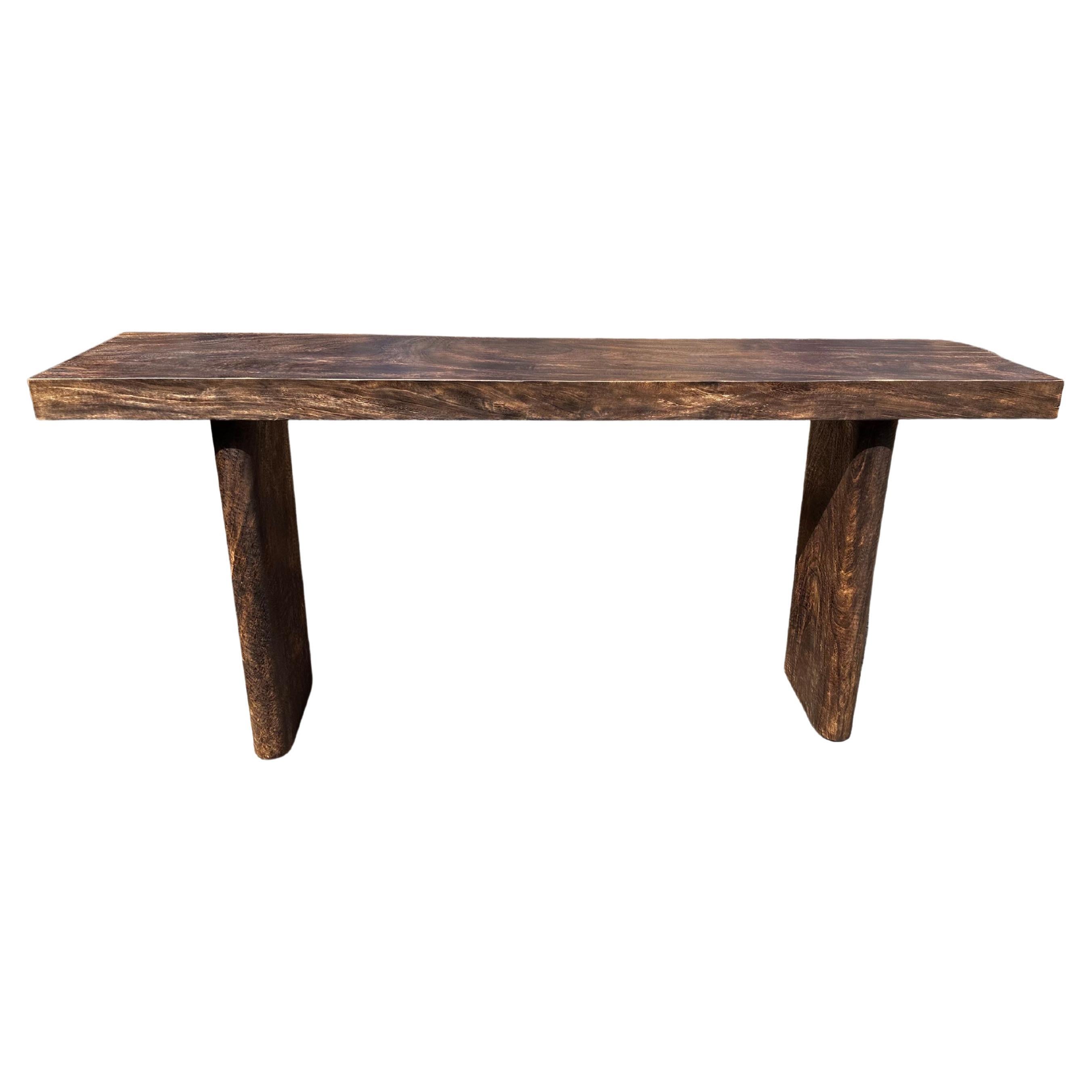 Solid Mango Wood Console Table Modern Organic For Sale