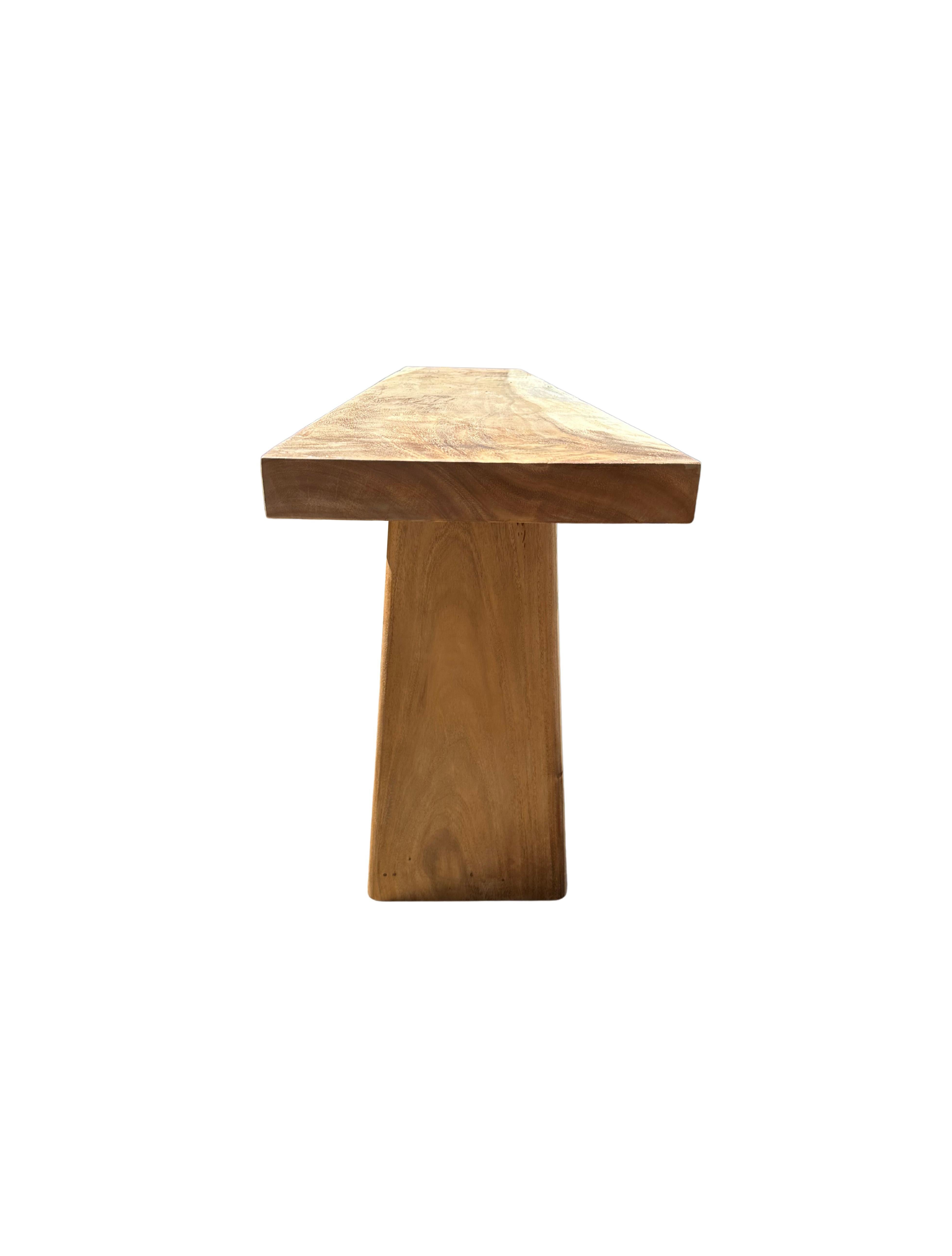 narrow natural wood console table