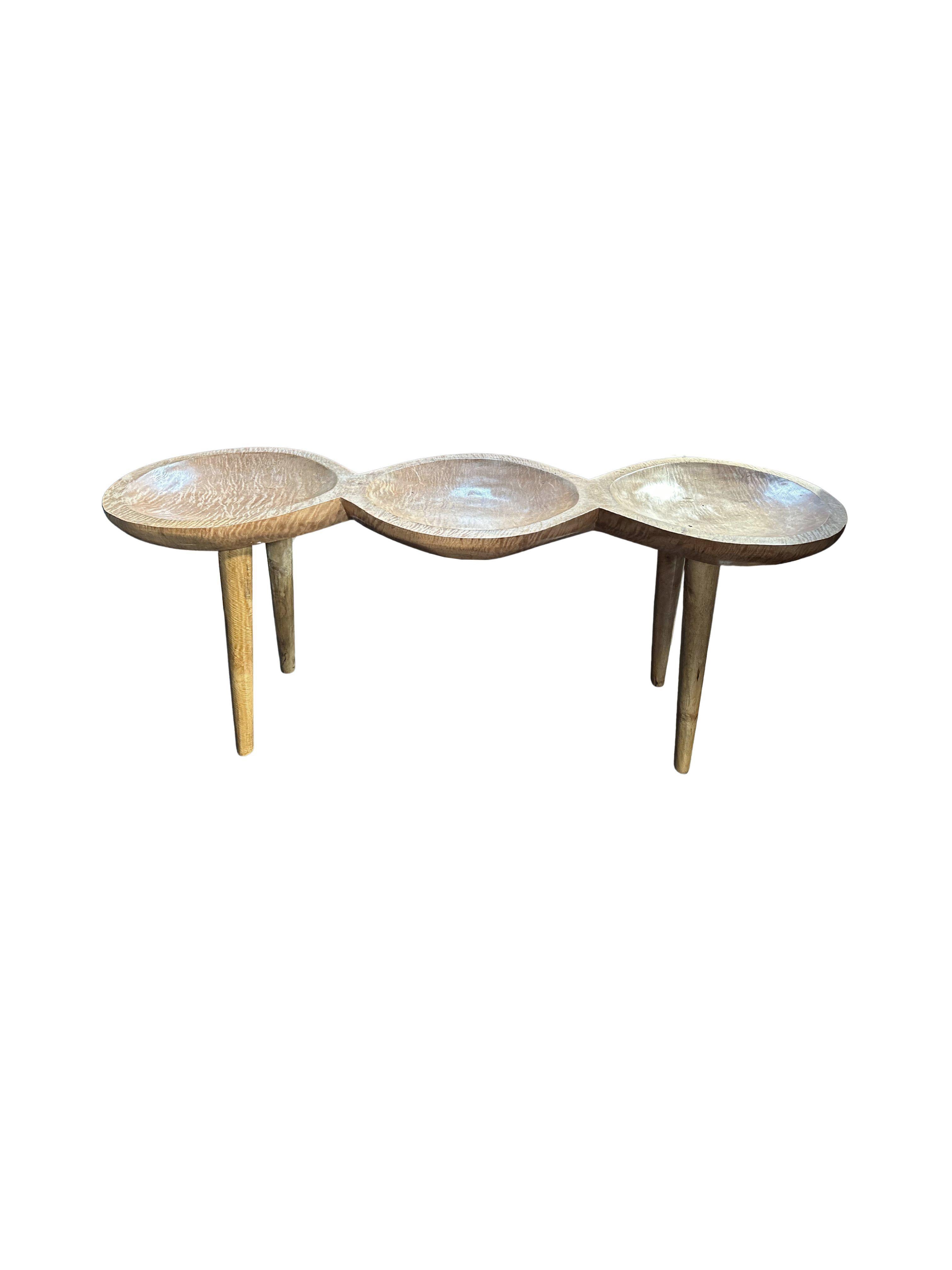 Other Solid Mango Wood Console Table, Natural Finish Modern Organic For Sale