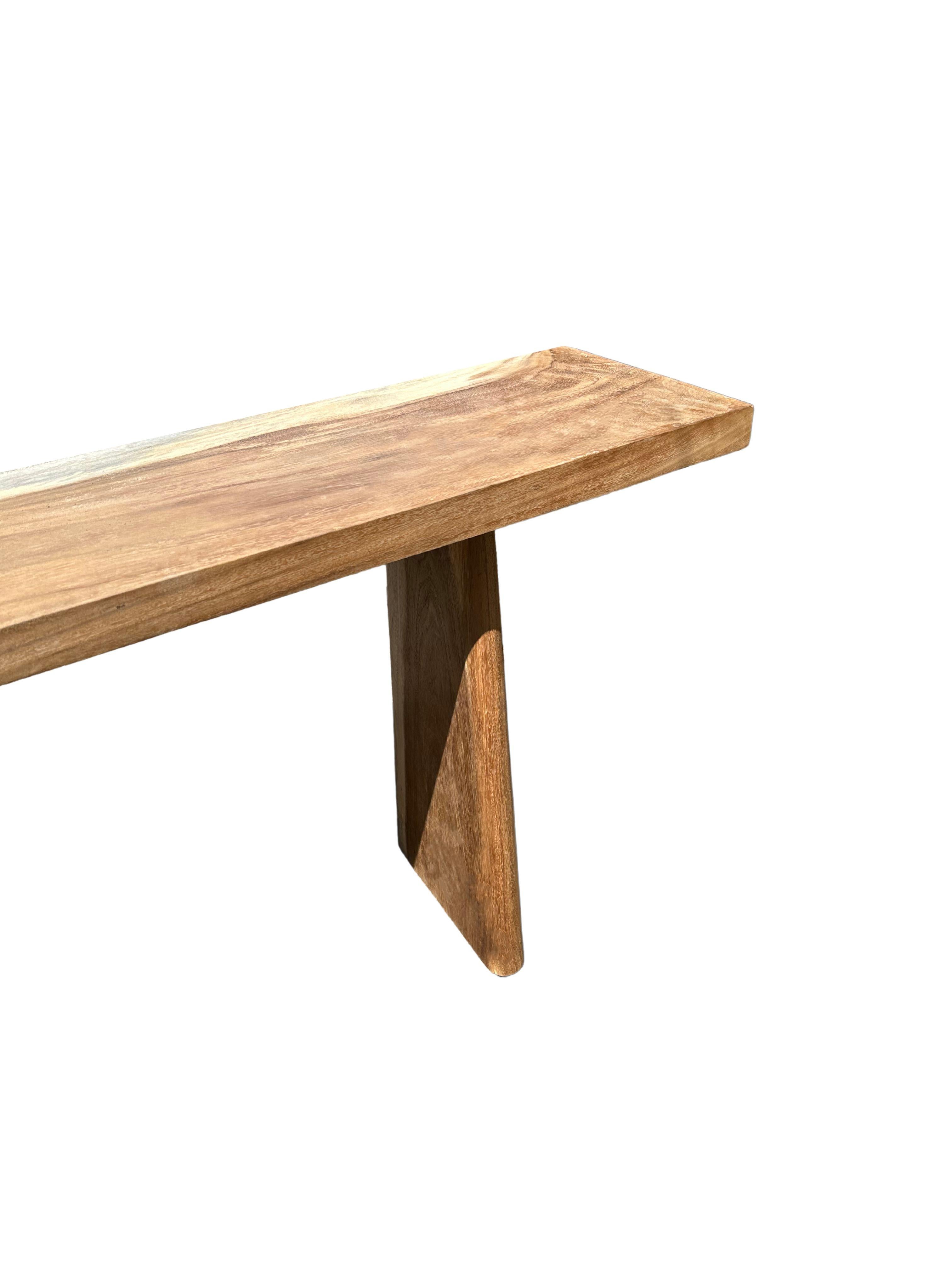 Other Solid Mango Wood Console Table, Natural Finish Modern Organic For Sale