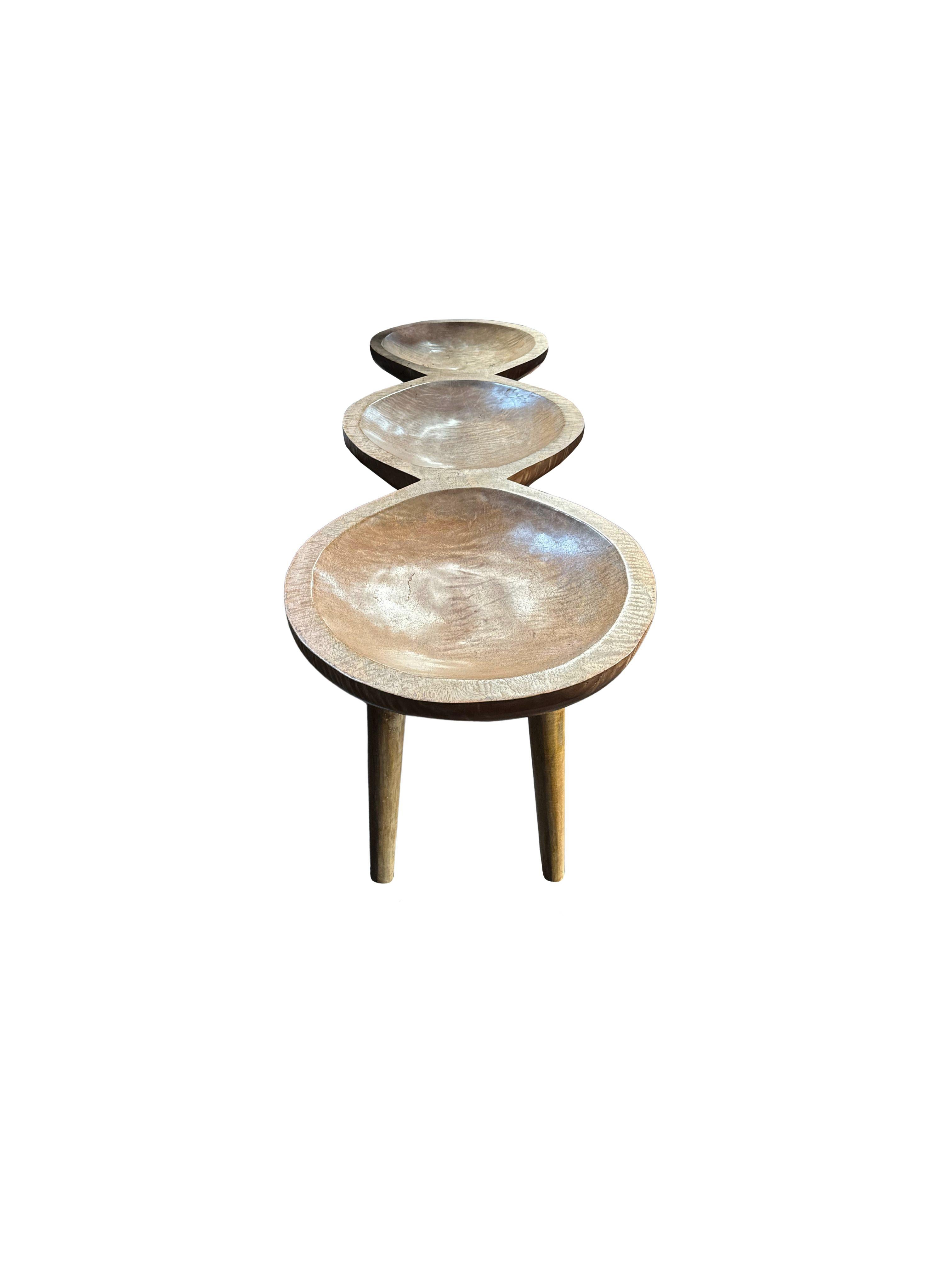 Indonesian Solid Mango Wood Console Table, Natural Finish Modern Organic For Sale