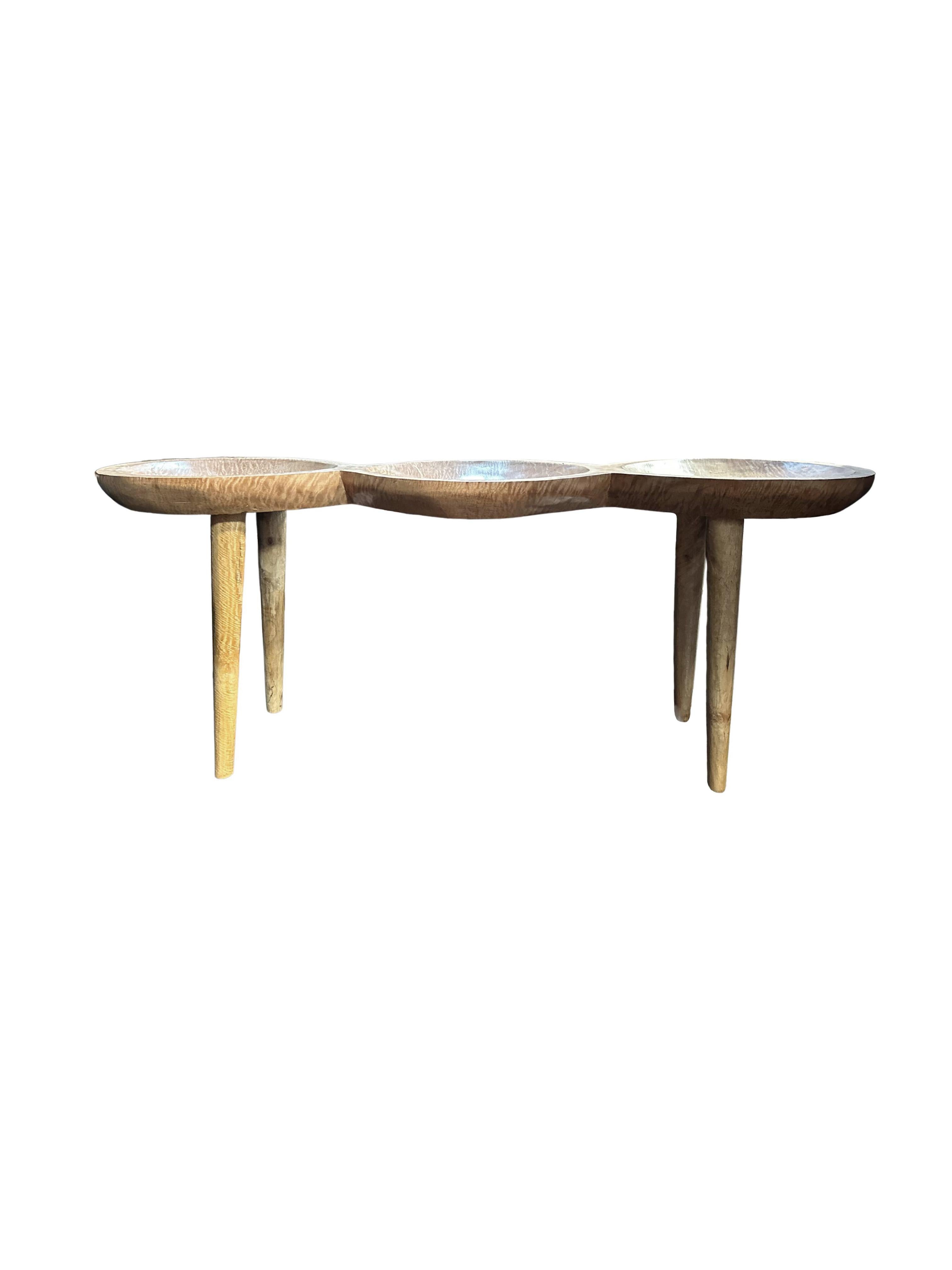 Solid Mango Wood Console Table, Natural Finish Modern Organic In New Condition For Sale In Jimbaran, Bali