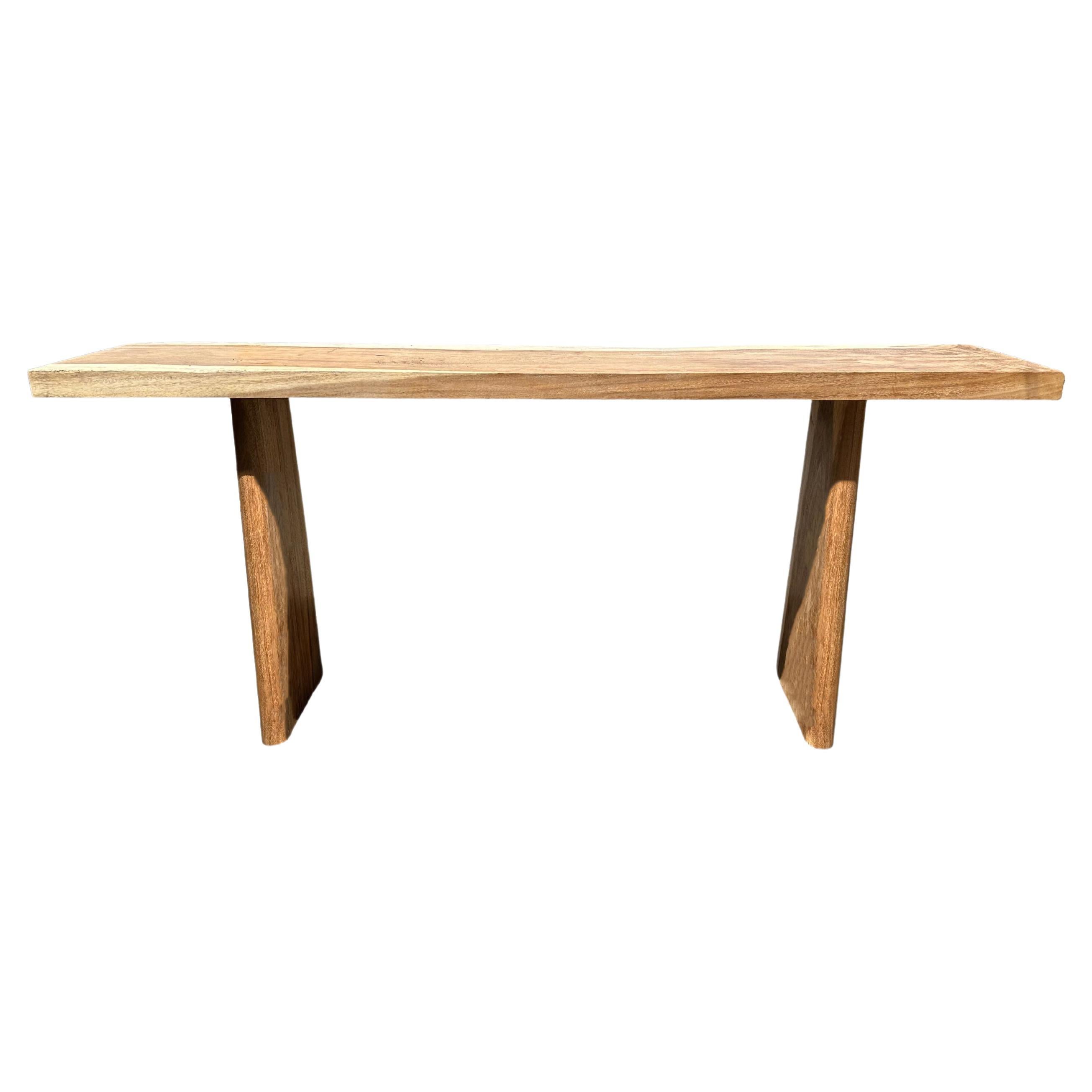 Solid Mango Wood Console Table, Natural Finish Modern Organic