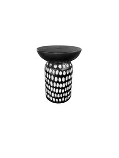 Solid Mango Wood Round Side Table Modern Organic, Burnt Finish