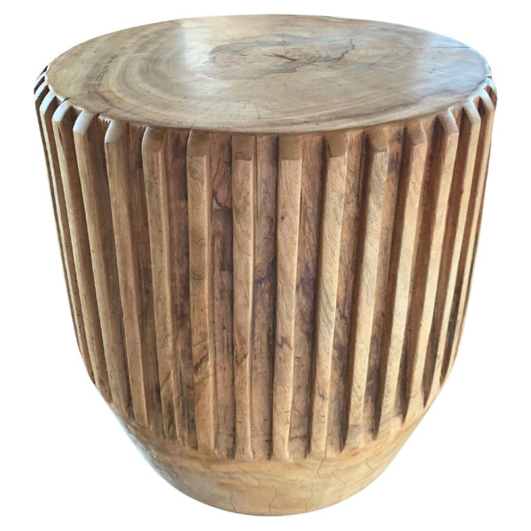 Solid Mango Wood Round Side Table Modern Organic For Sale at 1stDibs