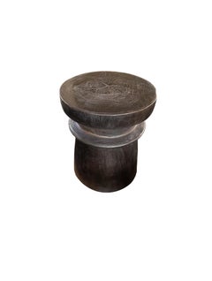 Solid Mango Wood Side Table, Dark Finish, Modern Organic