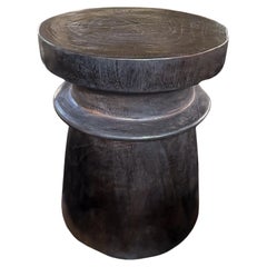 Solid Mango Wood Side Table, Dark Finish, Modern Organic