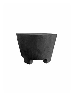 Solid Mango Wood Side Table with Burnt Finish, Modern Organic
