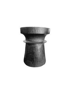 Solid Mango Wood Side Table with Burnt Finish, Modern Organic
