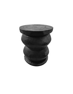 Solid Mango Wood Side Table with Burnt Finish, Modern Organic