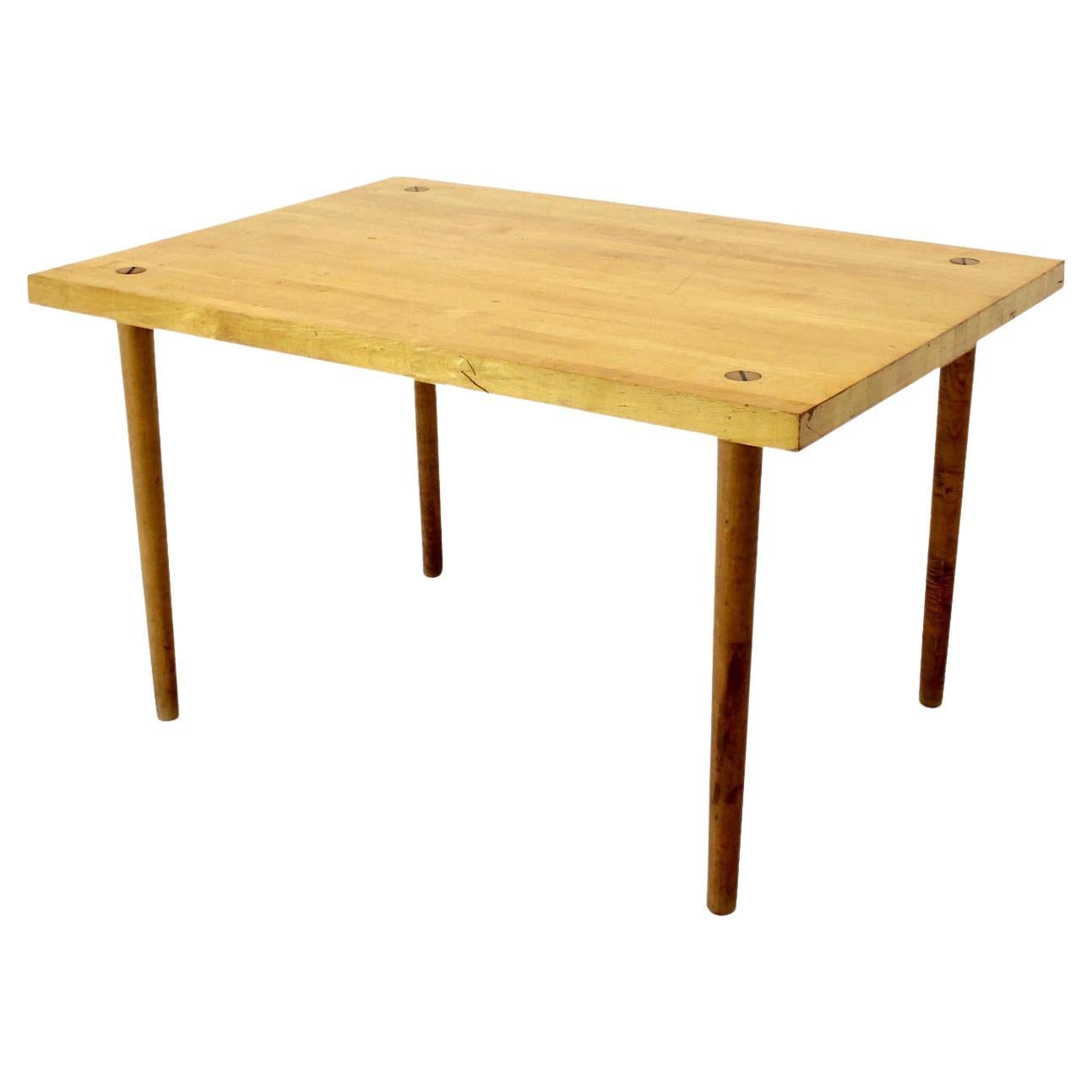 Solid Maple 2" Thick Butcher Block Top Tapered Dowel Legs Writing  Dining Table 