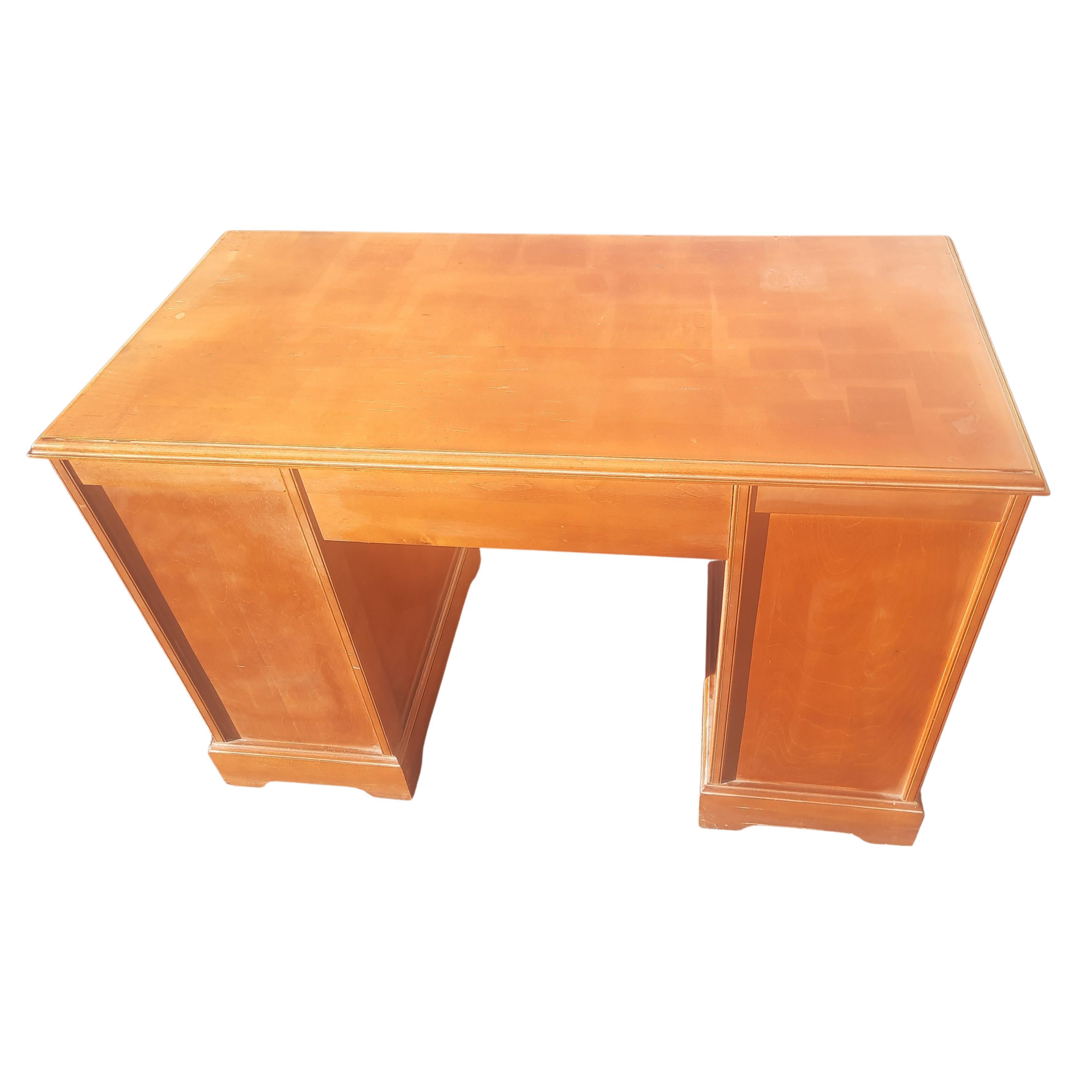 Woodwork Solid Maple 8-Drawer Partners Desk Writing Desk, circa 1950s