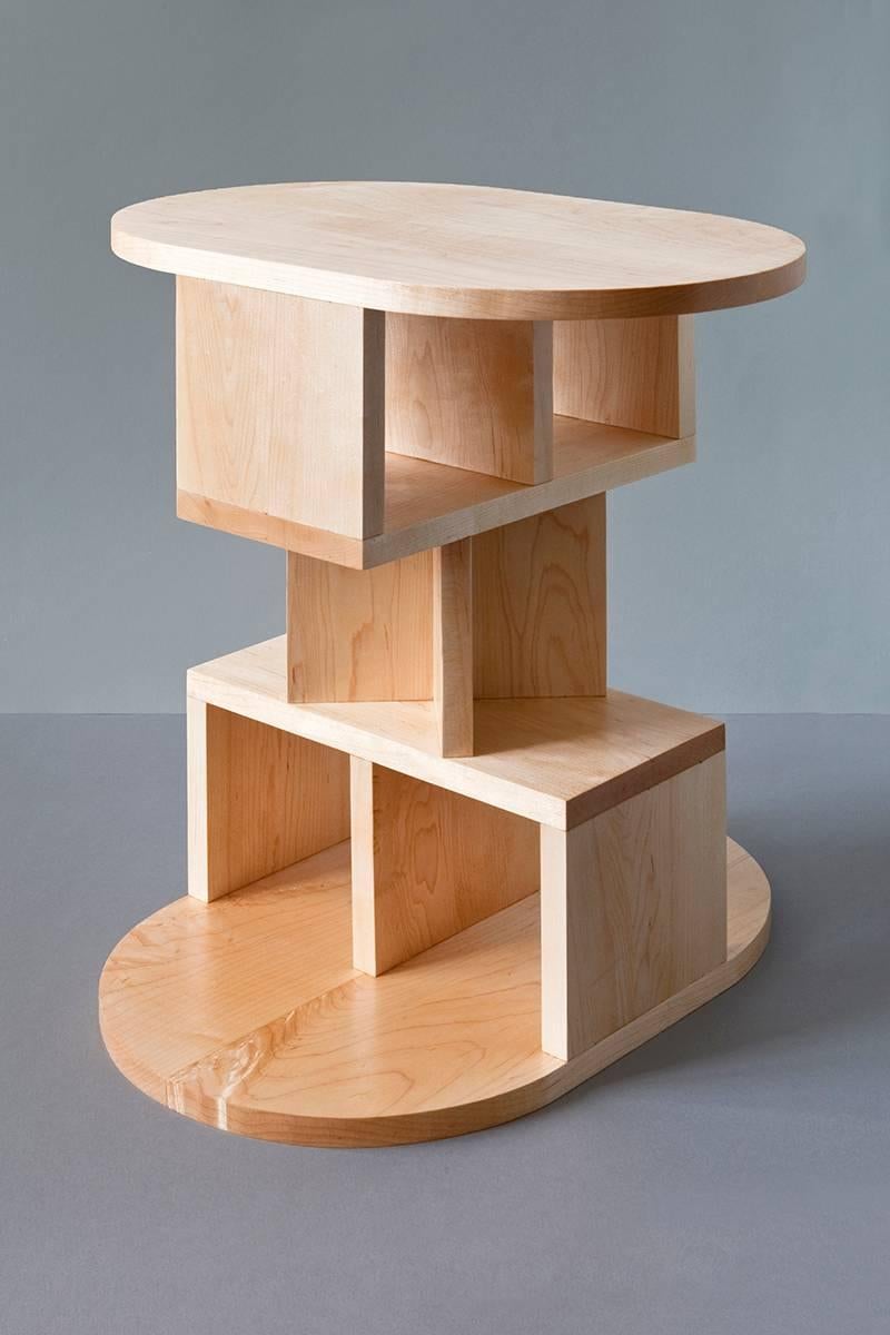 Dutch Solid Maple Double Pyramid Side Table For Sale