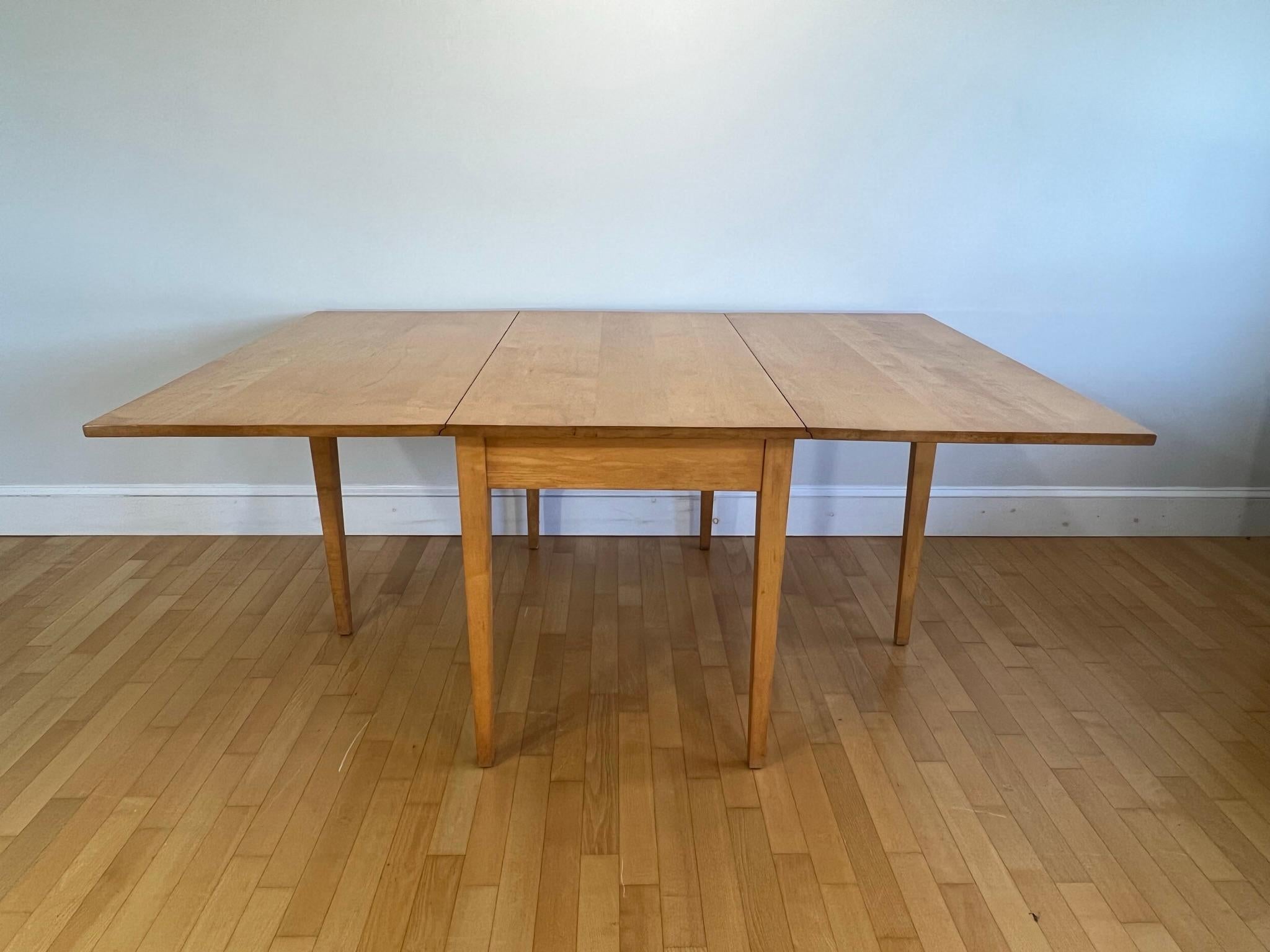 Mid-Century Modern Solid Maple Drop Leaf Dining Table, attrib. Russell Wright for Conant Ball, 1960 For Sale