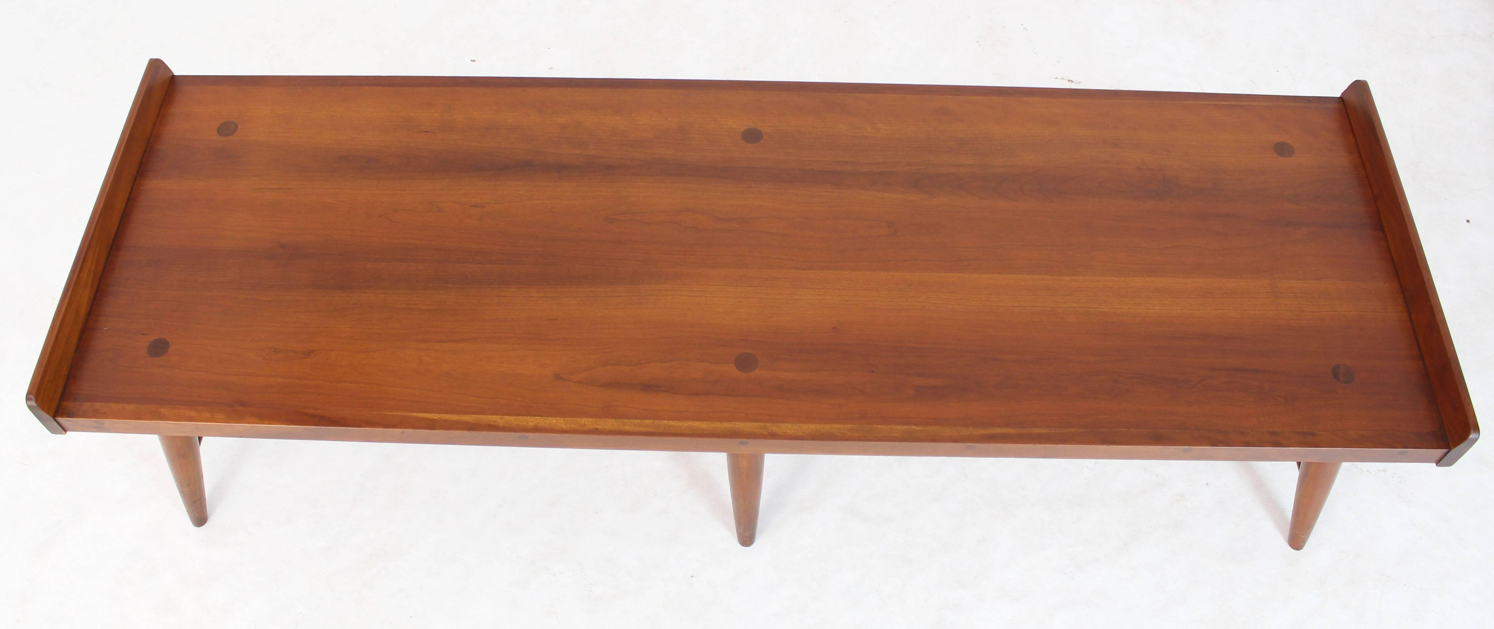 Solid Maple Six Legges Bench or Coffee Table with rolled edges In Excellent Condition In Rockaway, NJ