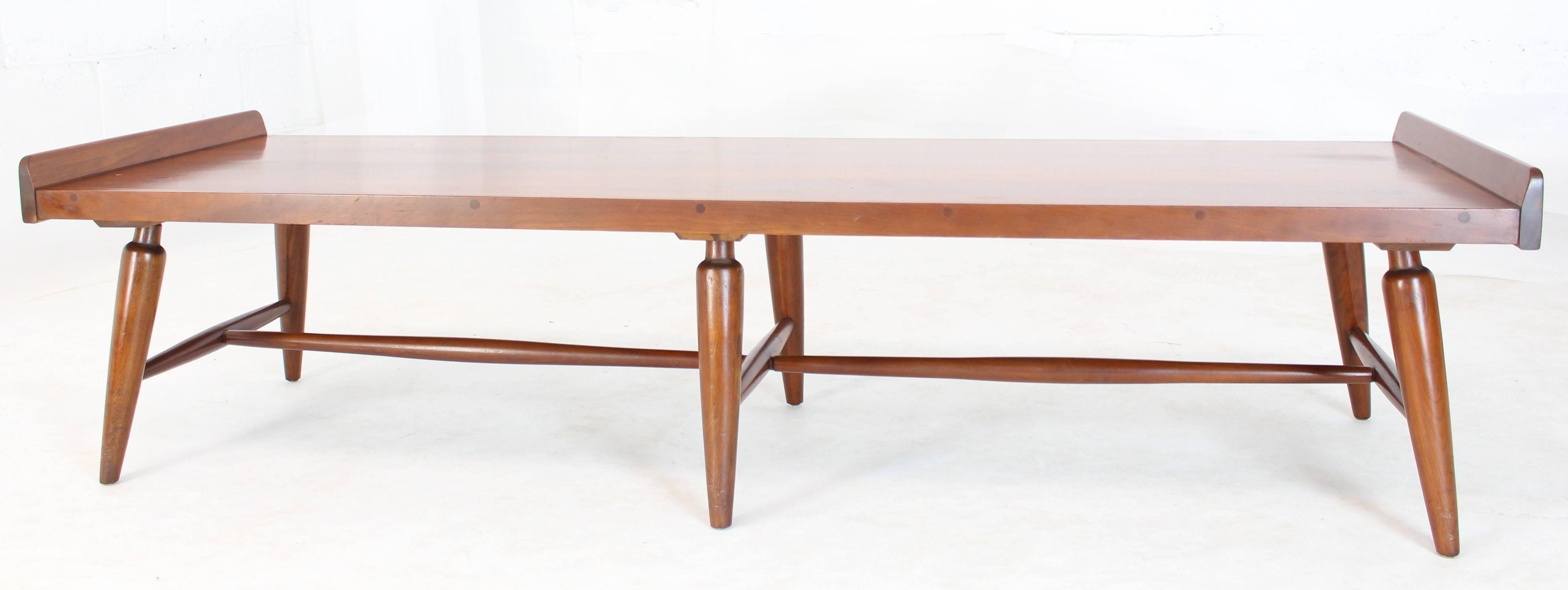 20th Century Solid Maple Six Legges Bench or Coffee Table with rolled edges