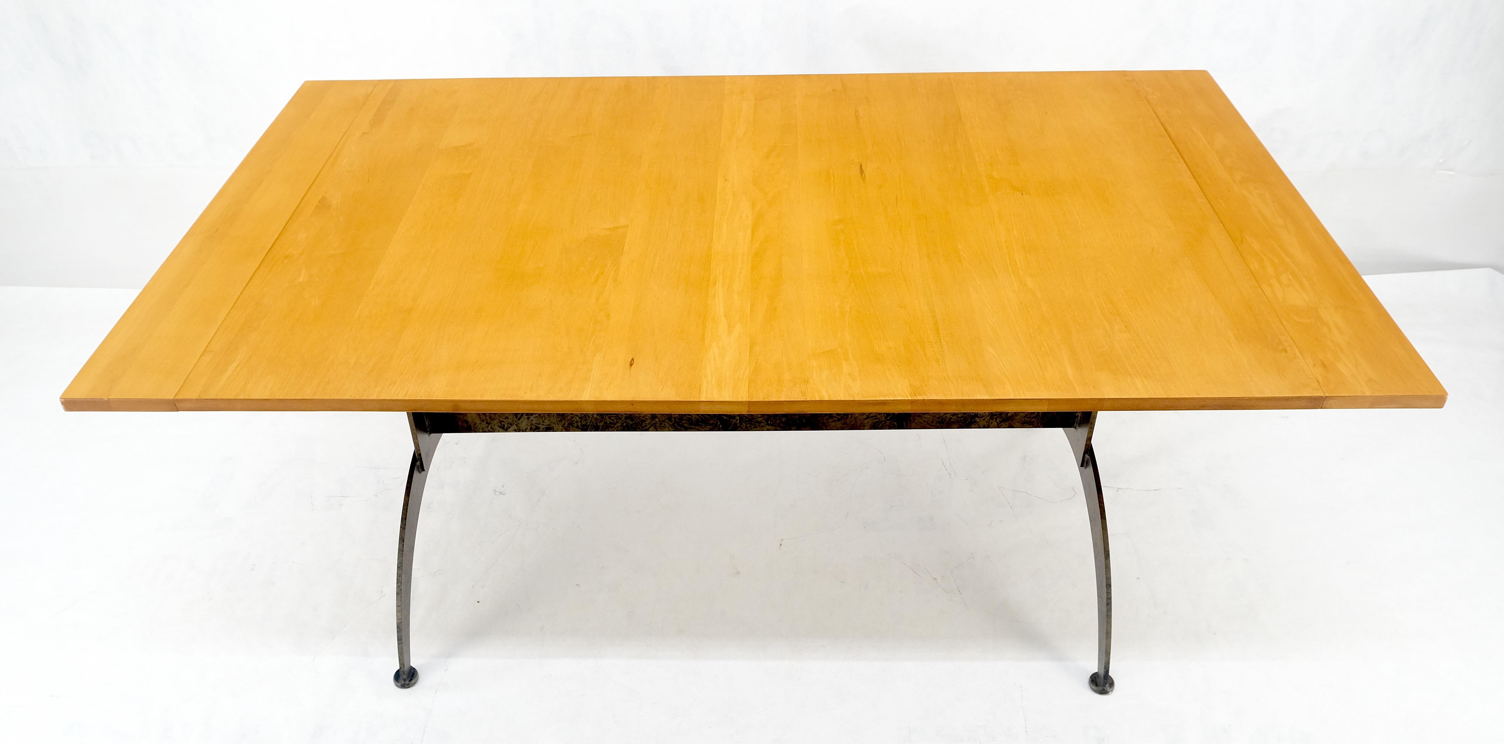 Mid-Century Modern Solid Maple Top Wrought Iron Base 2x18
