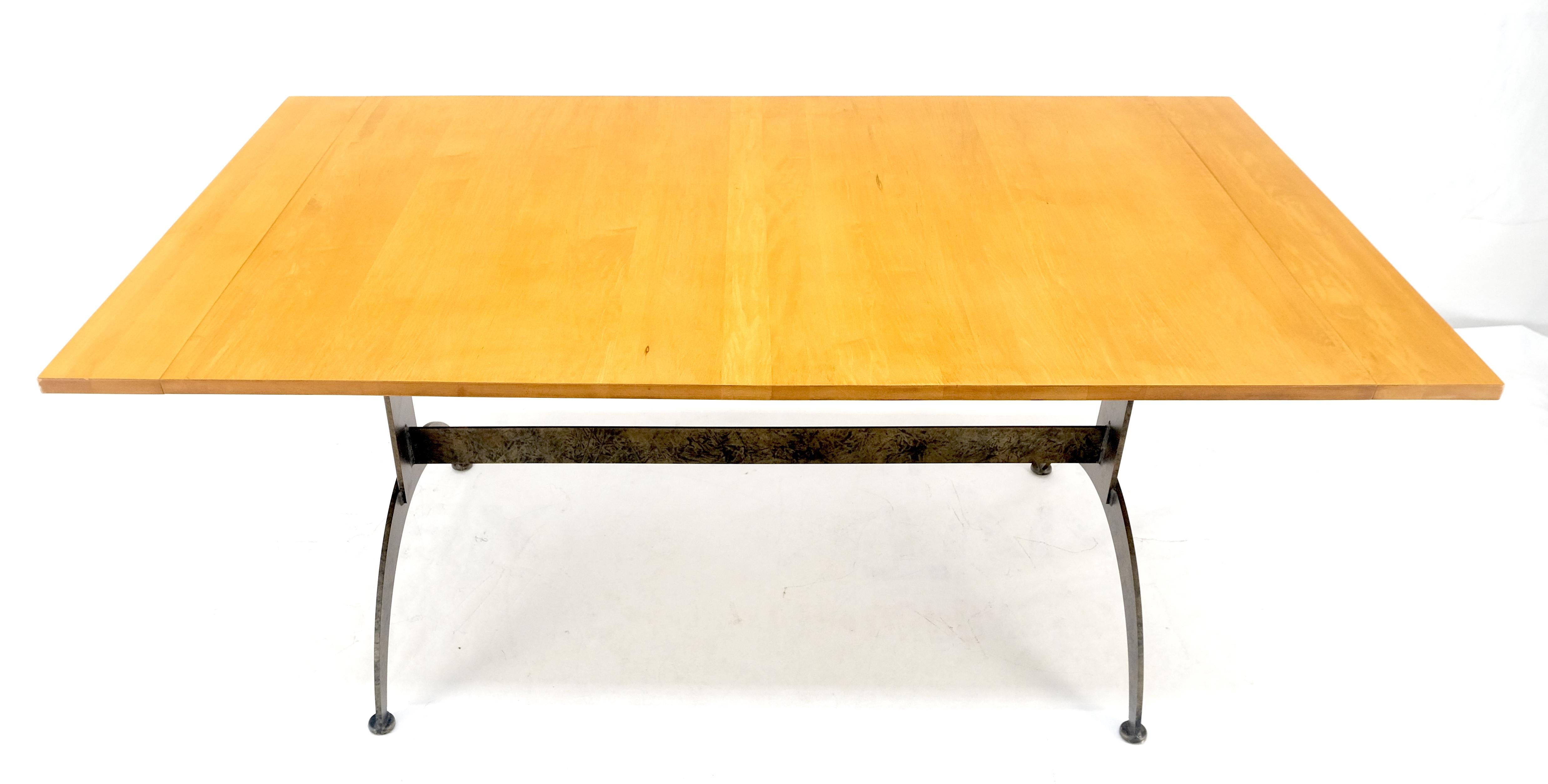 Lacquered Solid Maple Top Wrought Iron Base 2x18