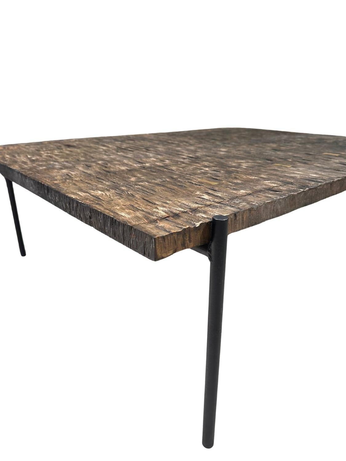 Organic Modern Solid Maple Wood Textured Sofa Table, Modern Organic For Sale
