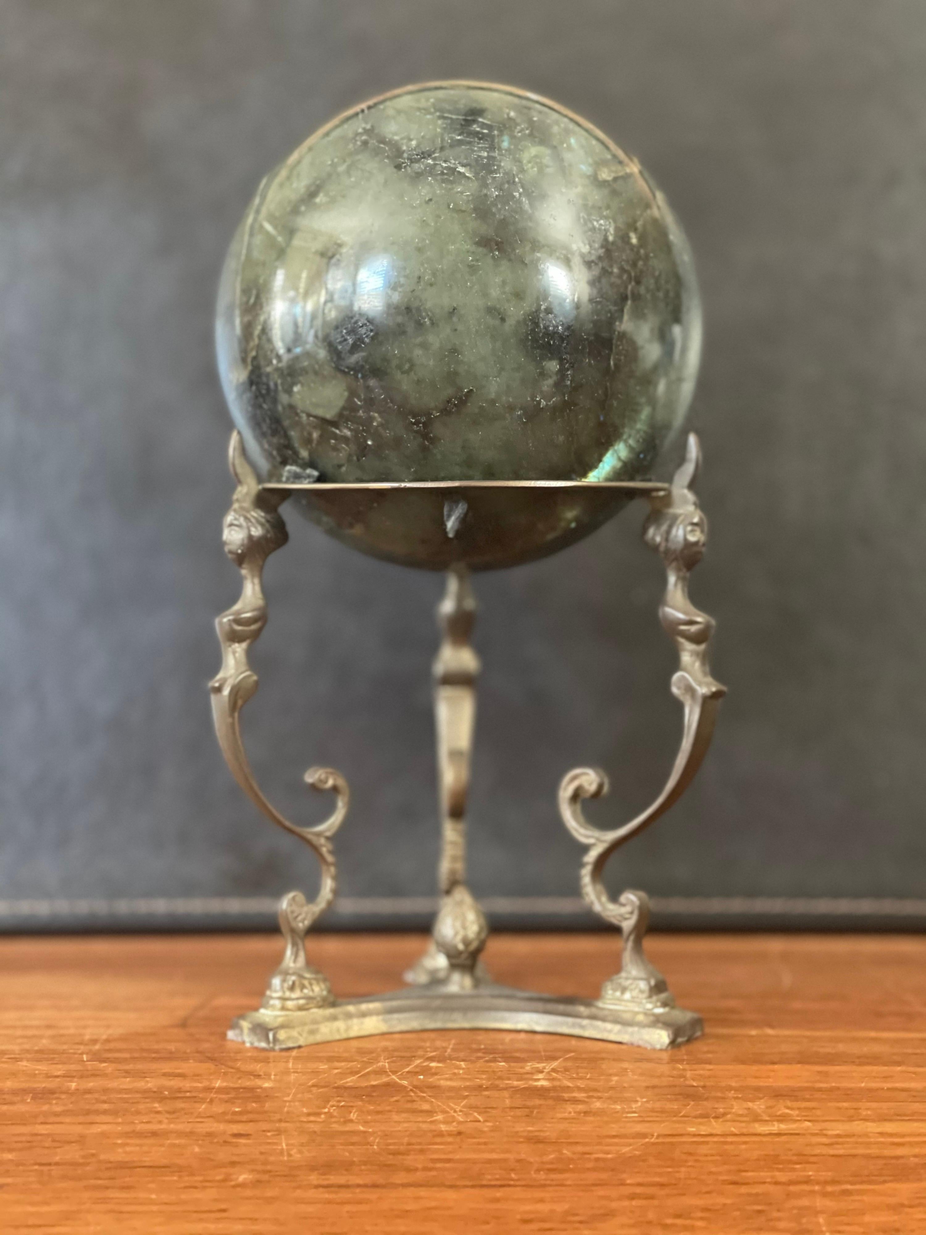 North American Solid Marble Decorative Sphere on Bronze Base For Sale