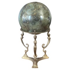 Solid Marble Decorative Sphere on Bronze Base