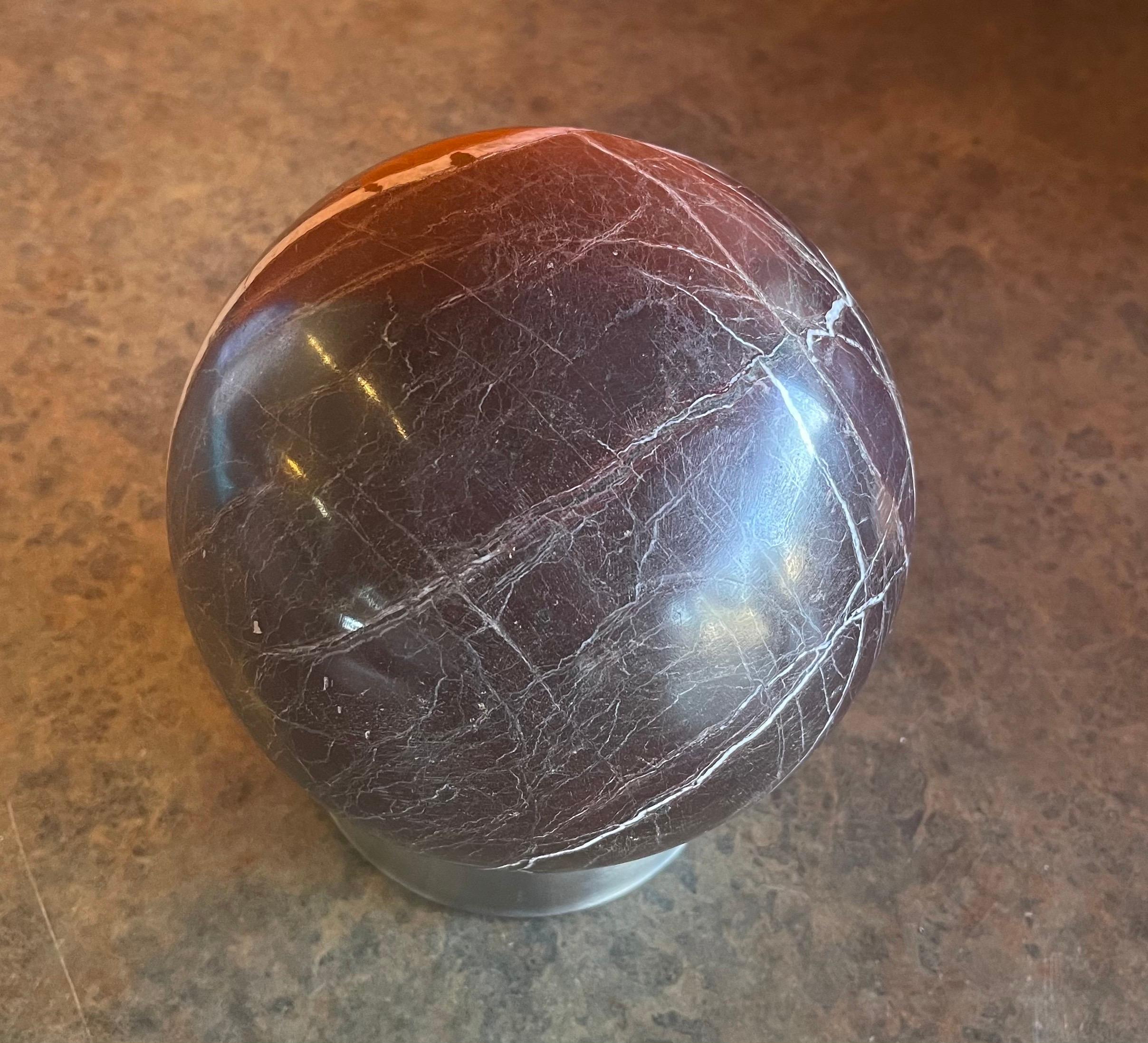 Solid Marble Decorative Sphere on Chrome Base For Sale 1