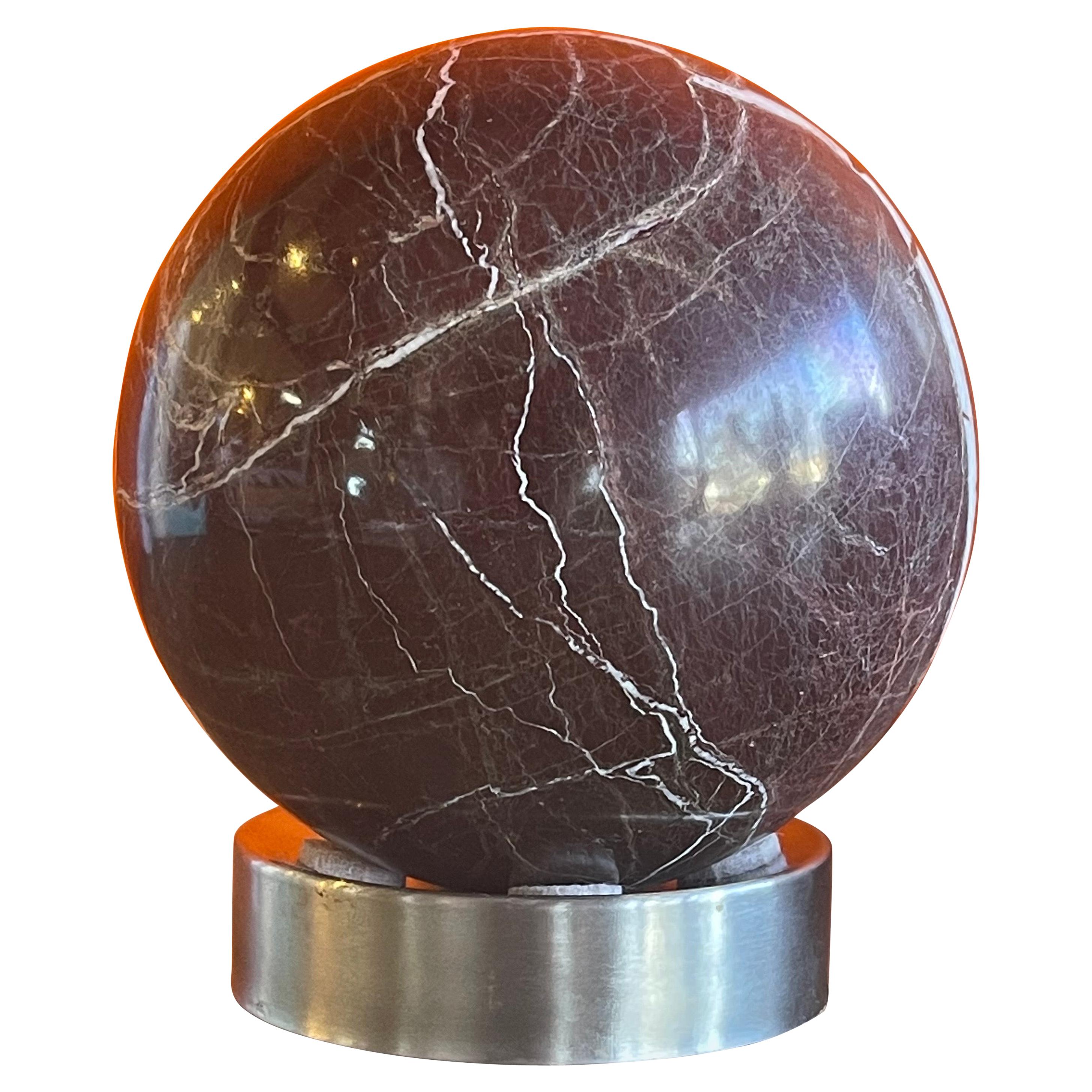 Solid Marble Decorative Sphere on Chrome Base For Sale