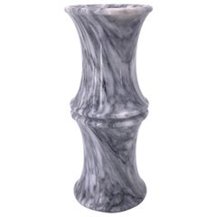 Solid Marble Midcentury Vase Bamboo Shape Postmodern