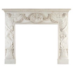 Solid marble Neoclassical style fireplace