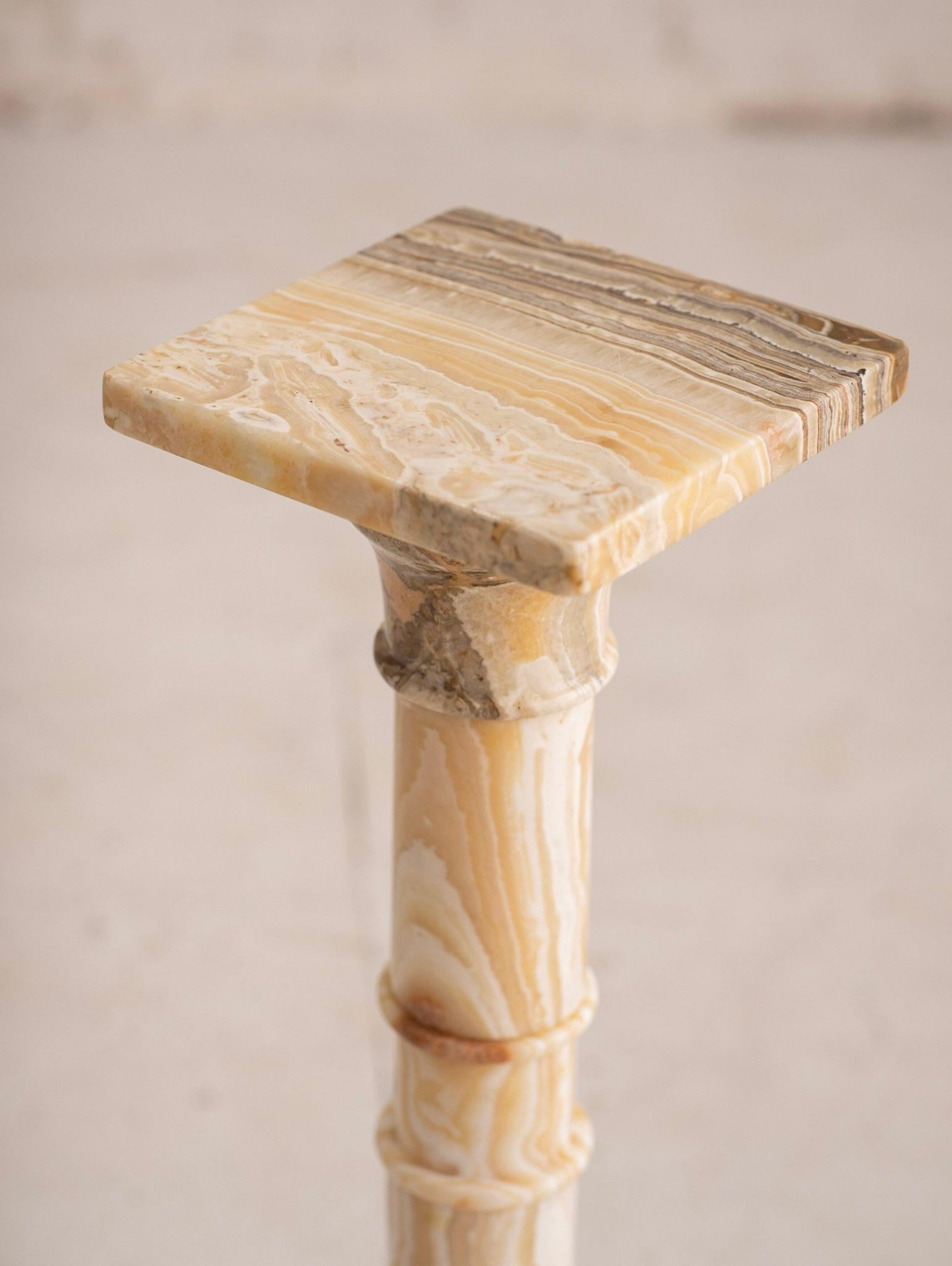 20th Century Solid Marble Onyx Pedestal