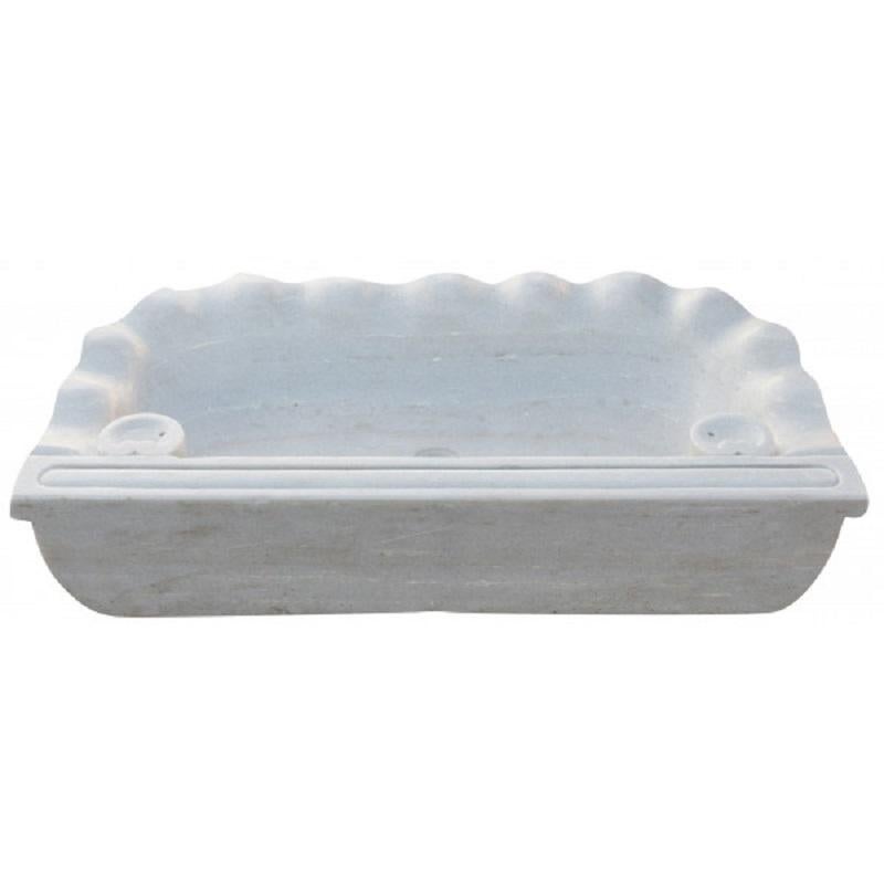 Classical Greek White Limestone Sink Molded Basin For Sale