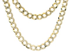 Solid Men's 14k Yellow Gold 24" Long Diamond Cut Curb Cuban Link Chain Necklace