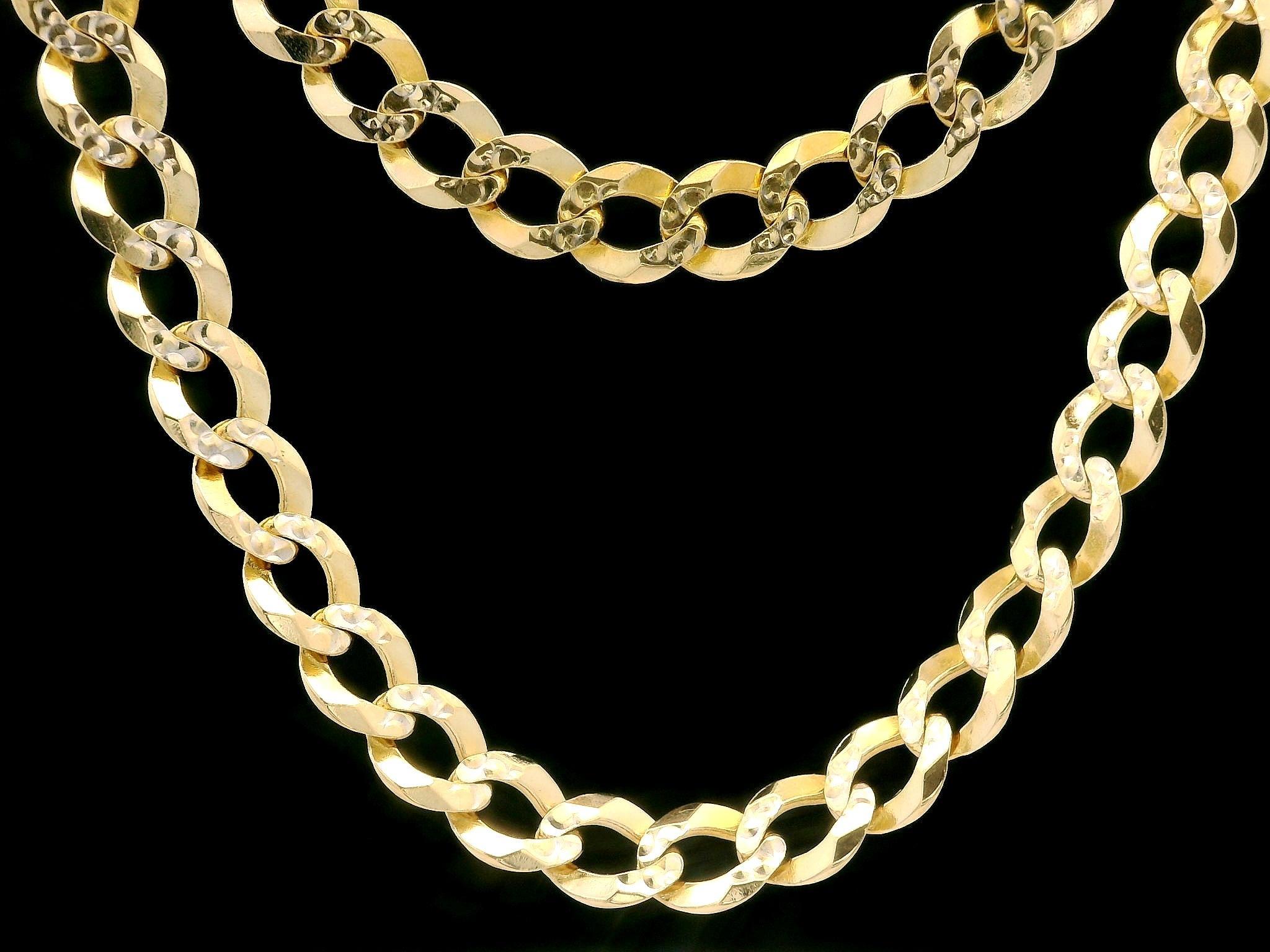 Collana a catena cubana da uomo solida in oro giallo 14k lunga 24 pollici con taglio a diamante A Link in vendita 1