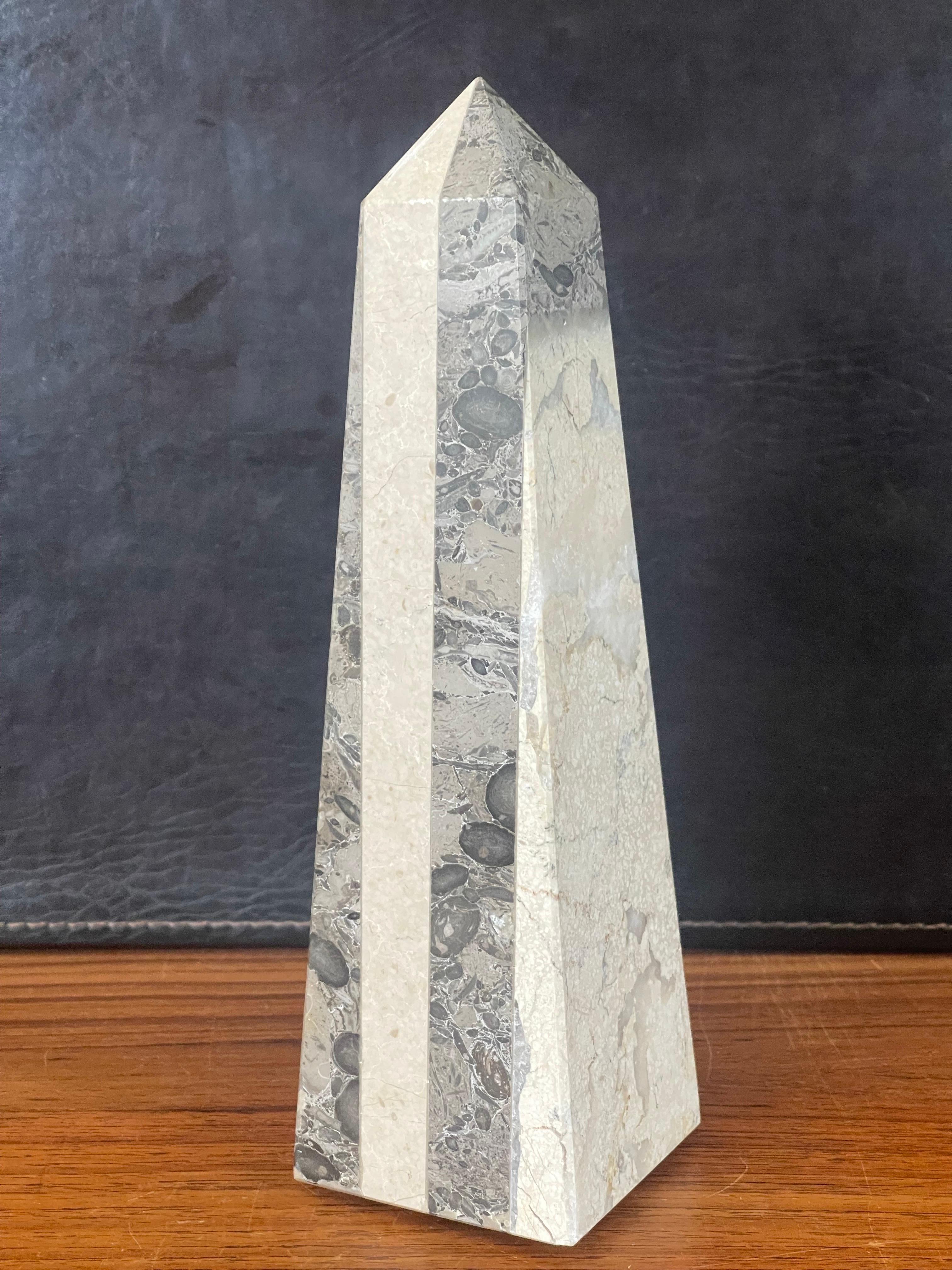 Hollywood Regency Solid Mixed Marble Decorative Obelisk
