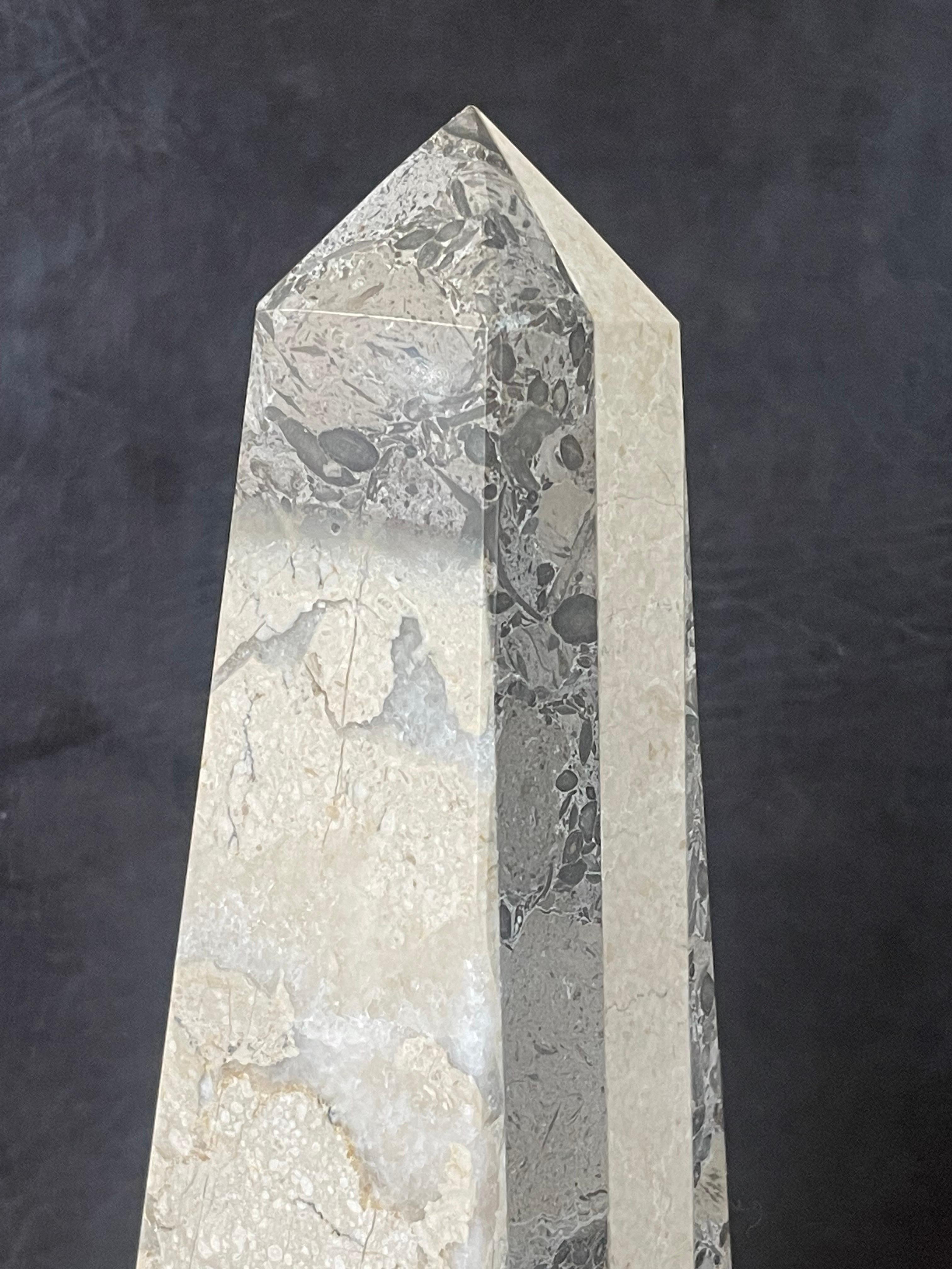 Solid Mixed Marble Decorative Obelisk In Good Condition In San Diego, CA