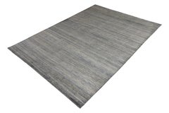 Rug & Kilim's Solid Modern Tone-on-Tone Plain Rug, Gray-Silver Two-Tone Silk
