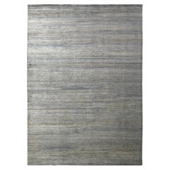 Solid Modern Tone-on-Tone Plain Rug, Gray-Silver Two-Tone Silk by Rug & Kilim