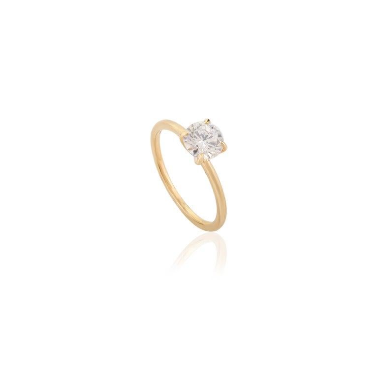 For Sale:  Solid Moissanite Solitaire Engagement Ring in 14k Yellow Gold Gift for Fiance 9