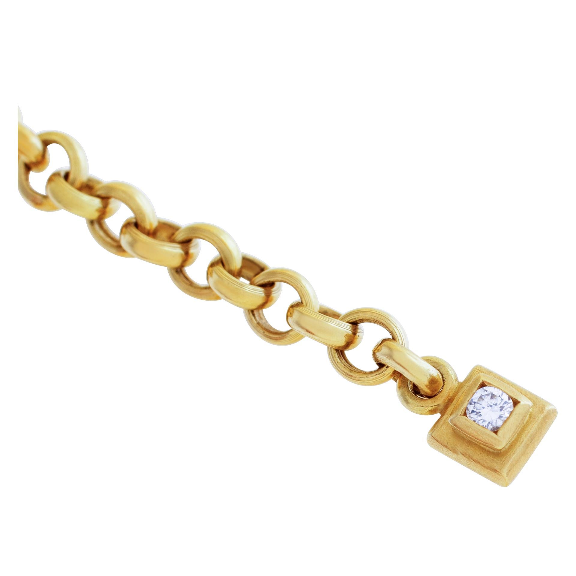 ESTIMATED RETAIL: $7,900.00 YOUR PRICE: $5,520 Solid Multi-string bracelet in 18k yellow gold, hallmarks with 3 stars. The chain has a star with a diamond center. Bracelet is 6