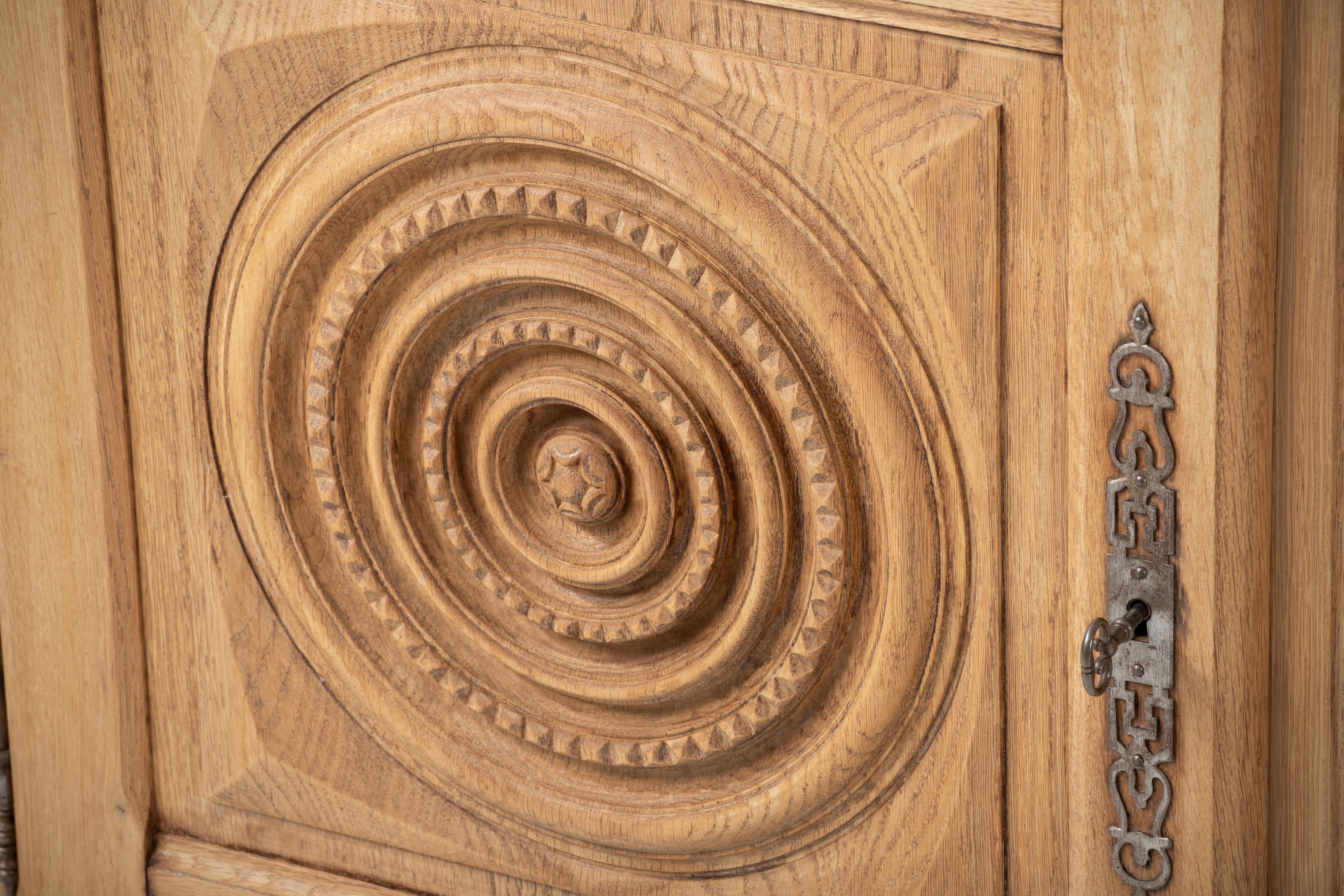 Solid Natural Oak Cabinet, France, 1940s 5