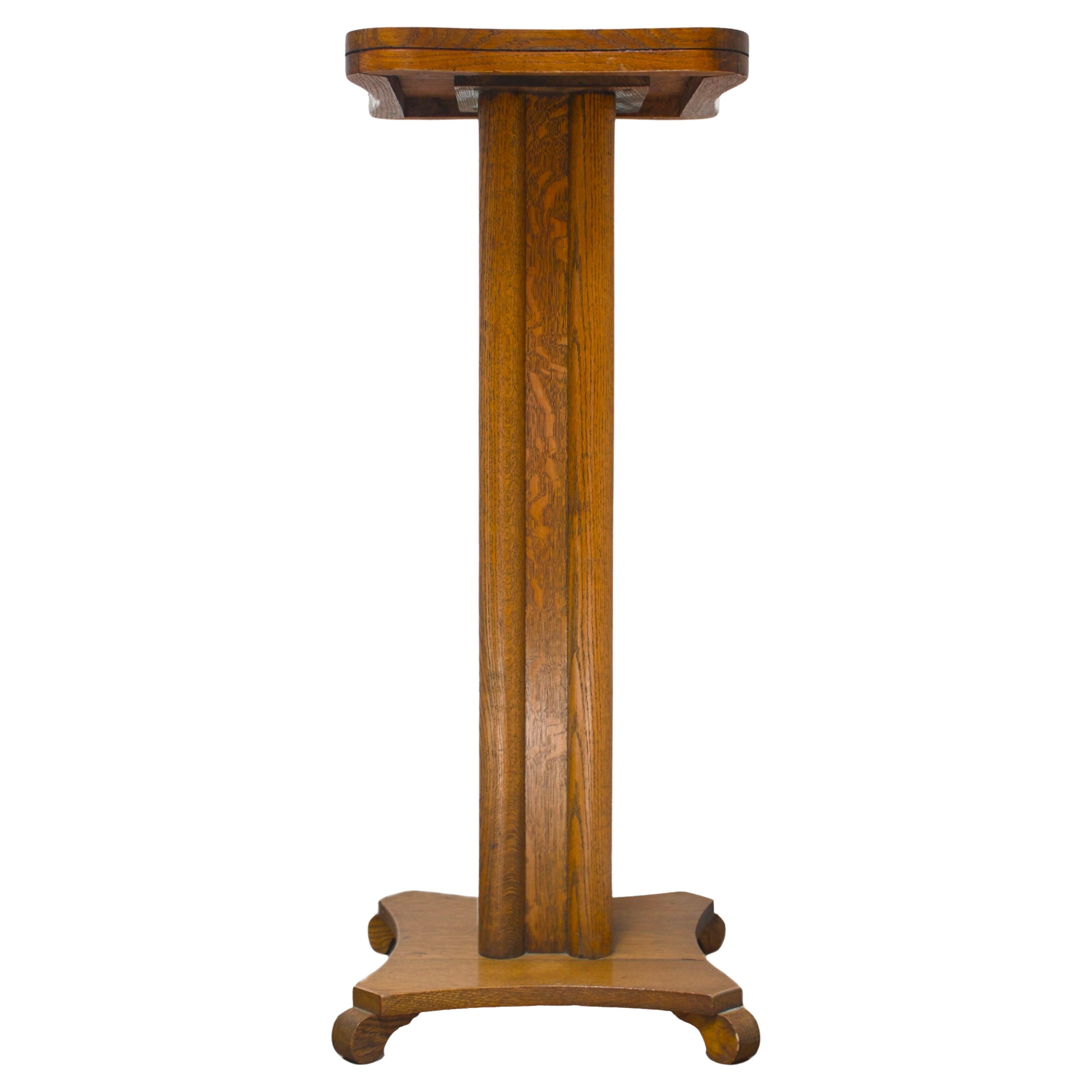 Solid natural oak pedestal, 20th century