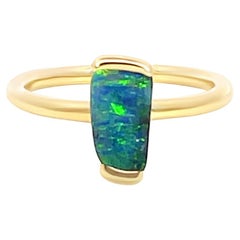 Solid Natural Untreated Australian 1.35ct Boulder Opal Ring in 18k Yellow Gold 