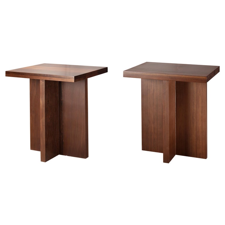 Solid Natural Walnut Side Tables For Sale