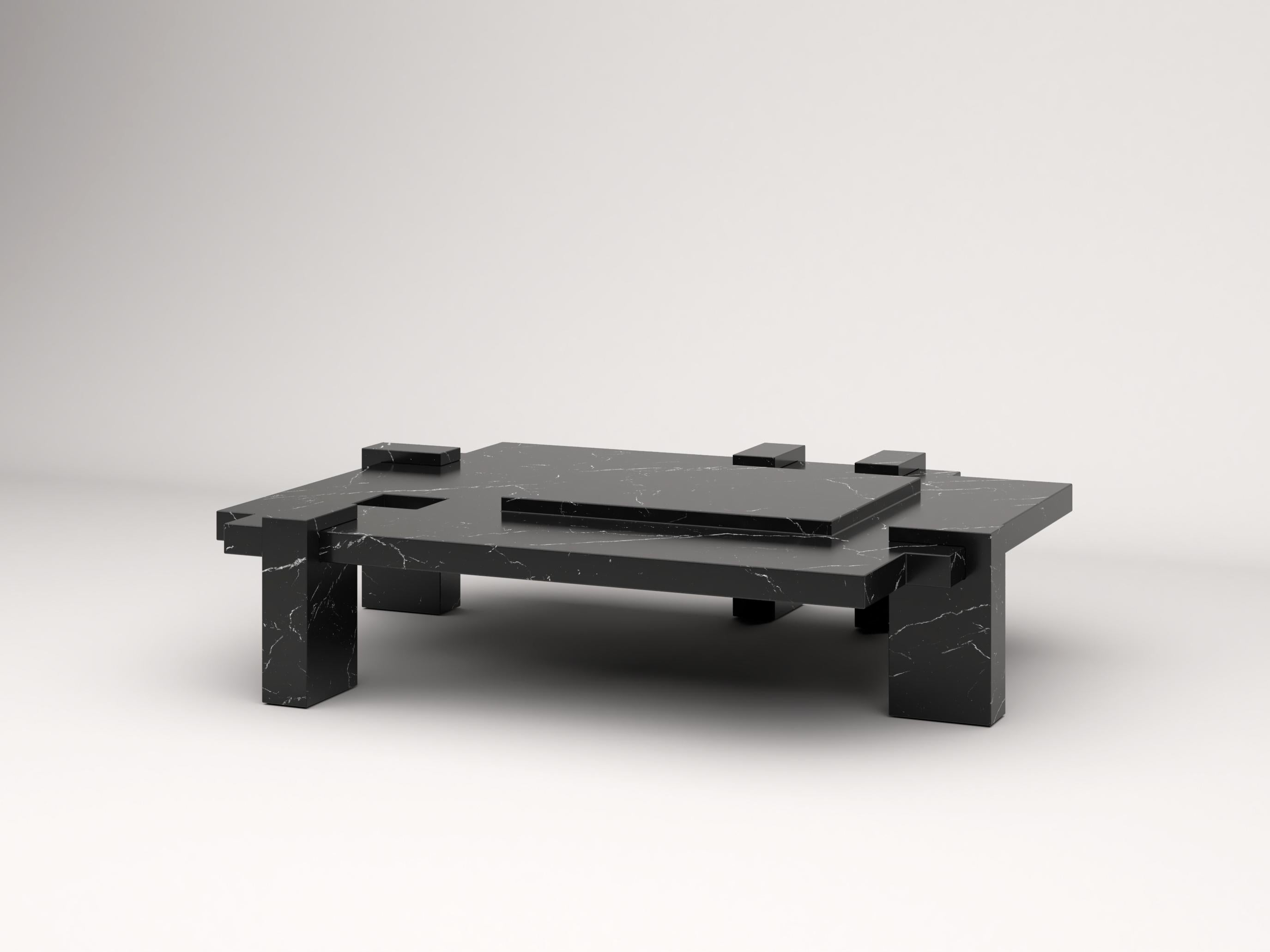 Solid Nero Marquina Marble Chill Coffee Table For Sale 8