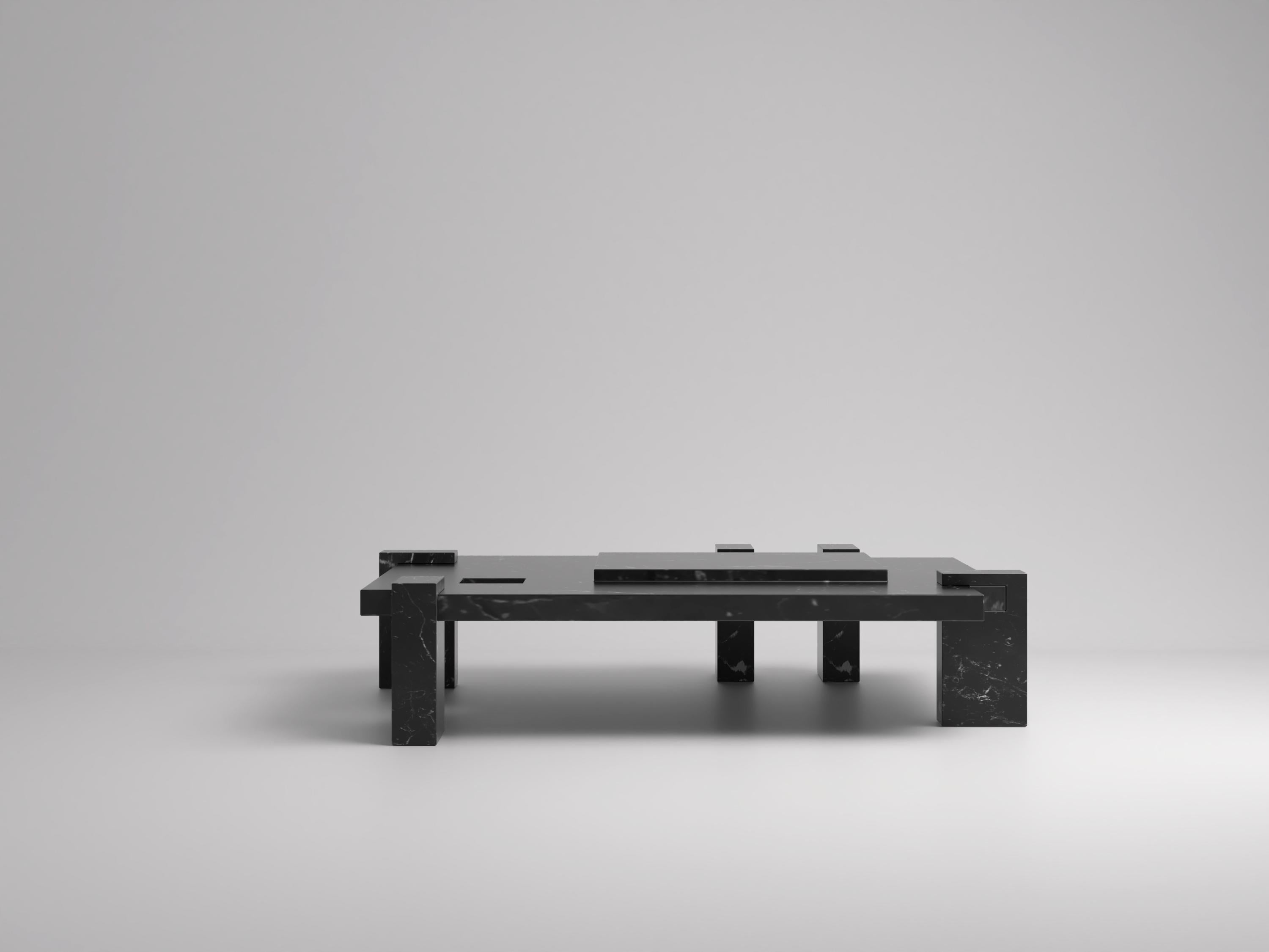 Solid Nero Marquina Marble Chill Coffee Table For Sale 3