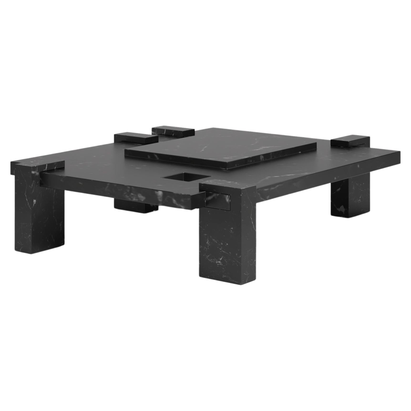Solid Nero Marquina Marble Chill Coffee Table For Sale