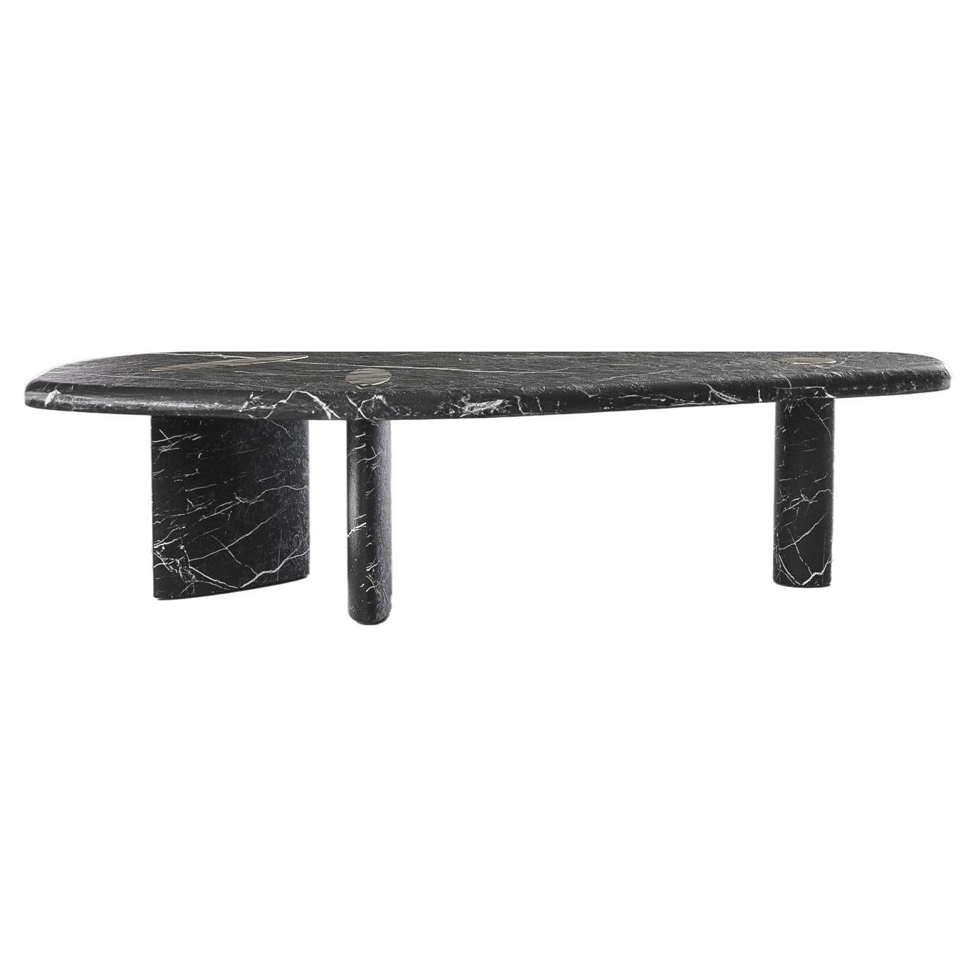Solid Nero Maquina and Brass Heritré Dining Table by Arthur Vallin